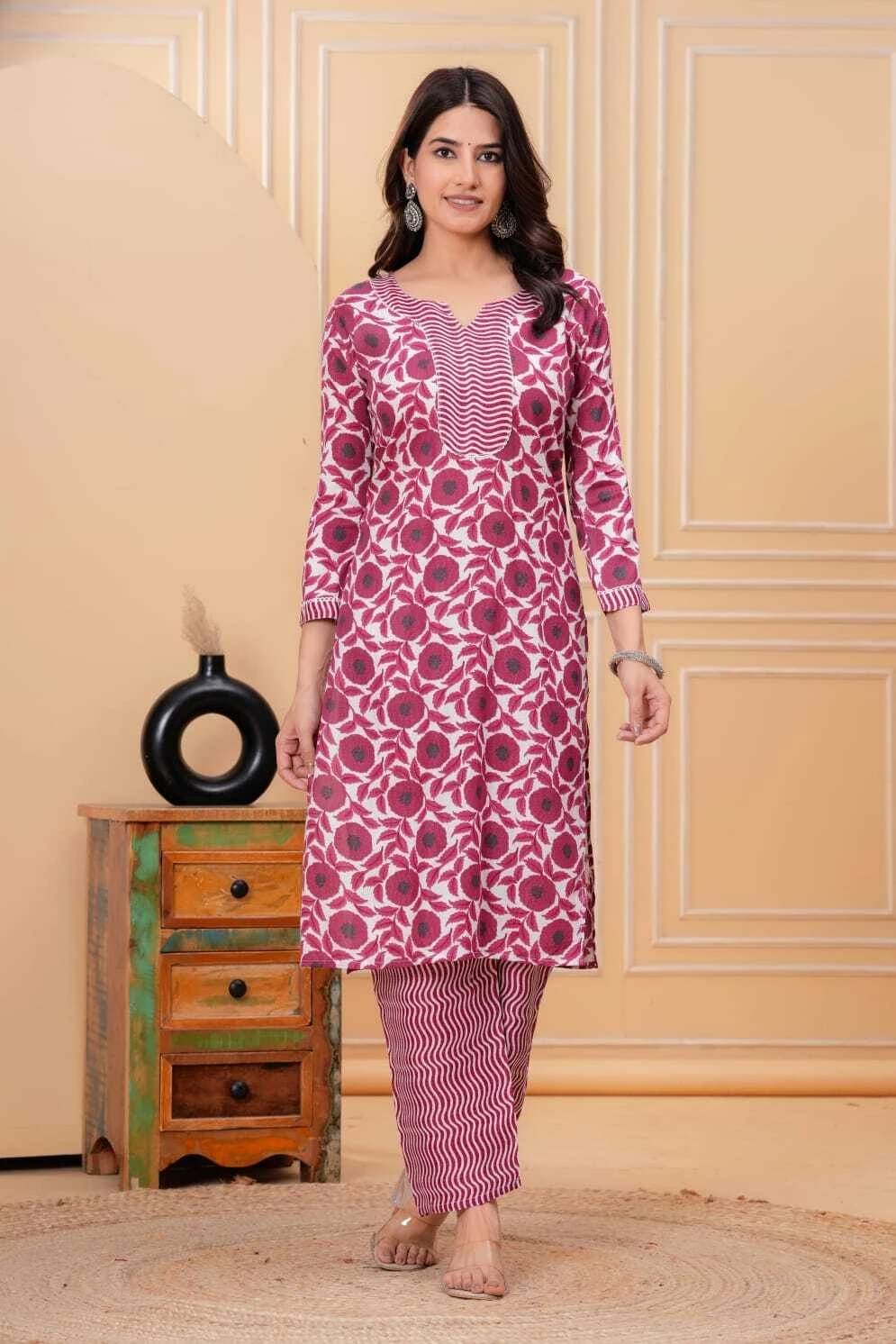 Laxmi Creation Women Viscose Printed A-line Kurti With Pants ( Blue ) Laxmi Creation Women Viscose Printed A-line Kurti With Pants ( Blue )