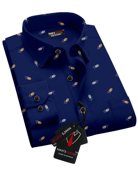     			MAN'S SUITUP Rayon Regular Fit Printed Full Sleeves Men's Casual Shirt - Navy Blue ( Pack of 1 )