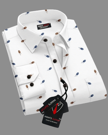 MAN'S SUITUP Rayon Regular Fit Printed Full Sleeves Men's Casual Shirt - White ( Pack of 1 ) MAN'S SUITUP Rayon Regular Fit Printed Full Sleeves Men's Casual Shirt - White ( Pack of 1 )