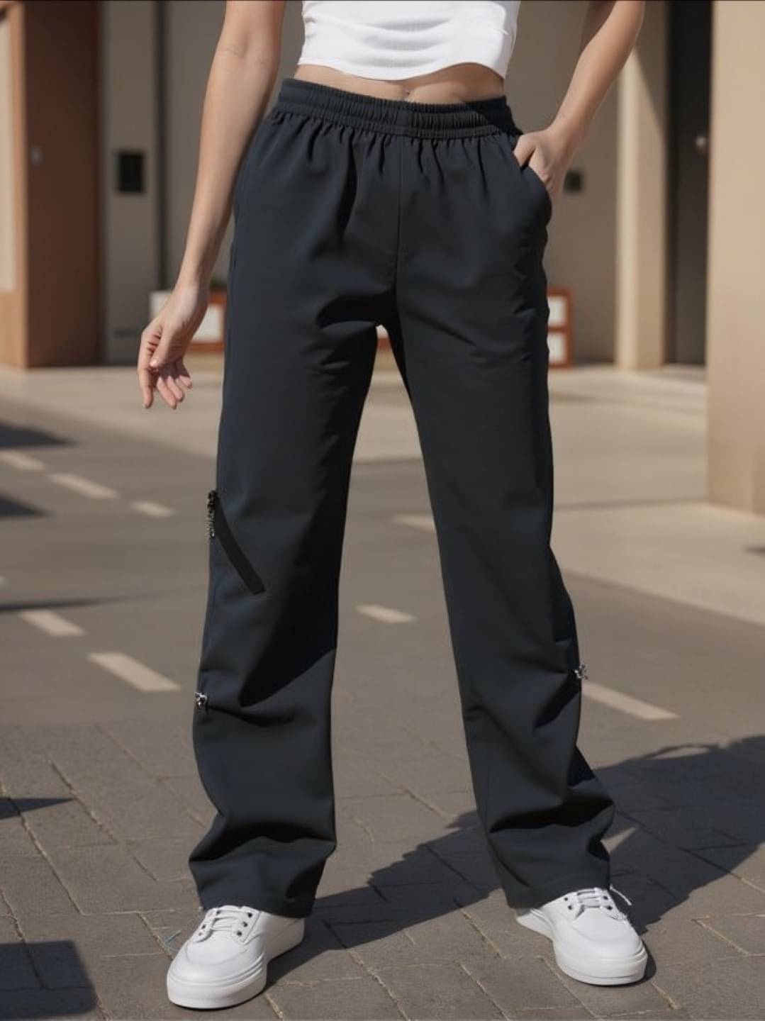     			MAYKR Women Nylon Casual Trousers ( Black )