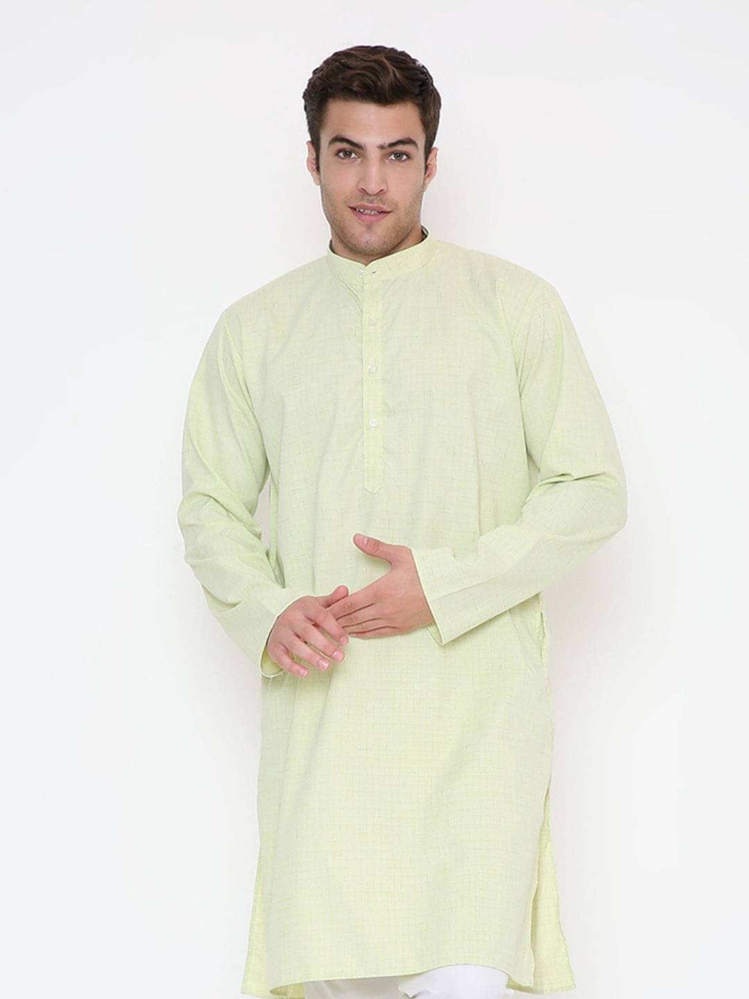 Maharaja Light Green Blended Men's Regular Kurta ( Pack of 1 ) Maharaja Light Green Blended Men's Regular Kurta ( Pack of 1 )