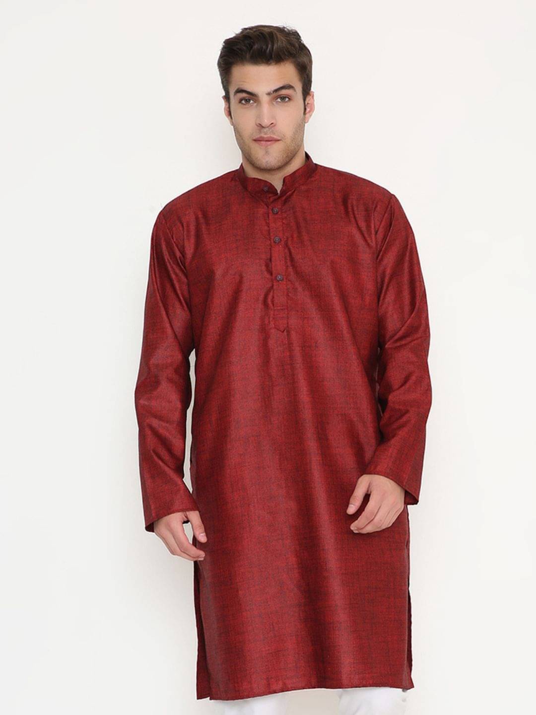 Maharaja Red Blended Men's Regular Kurta ( Pack of 1 ) Maharaja Red Blended Men's Regular Kurta ( Pack of 1 )
