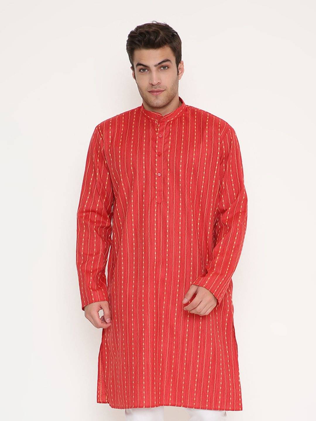 Maharaja Red Blended Men's Regular Kurta ( Pack of 1 ) Maharaja Red Blended Men's Regular Kurta ( Pack of 1 )