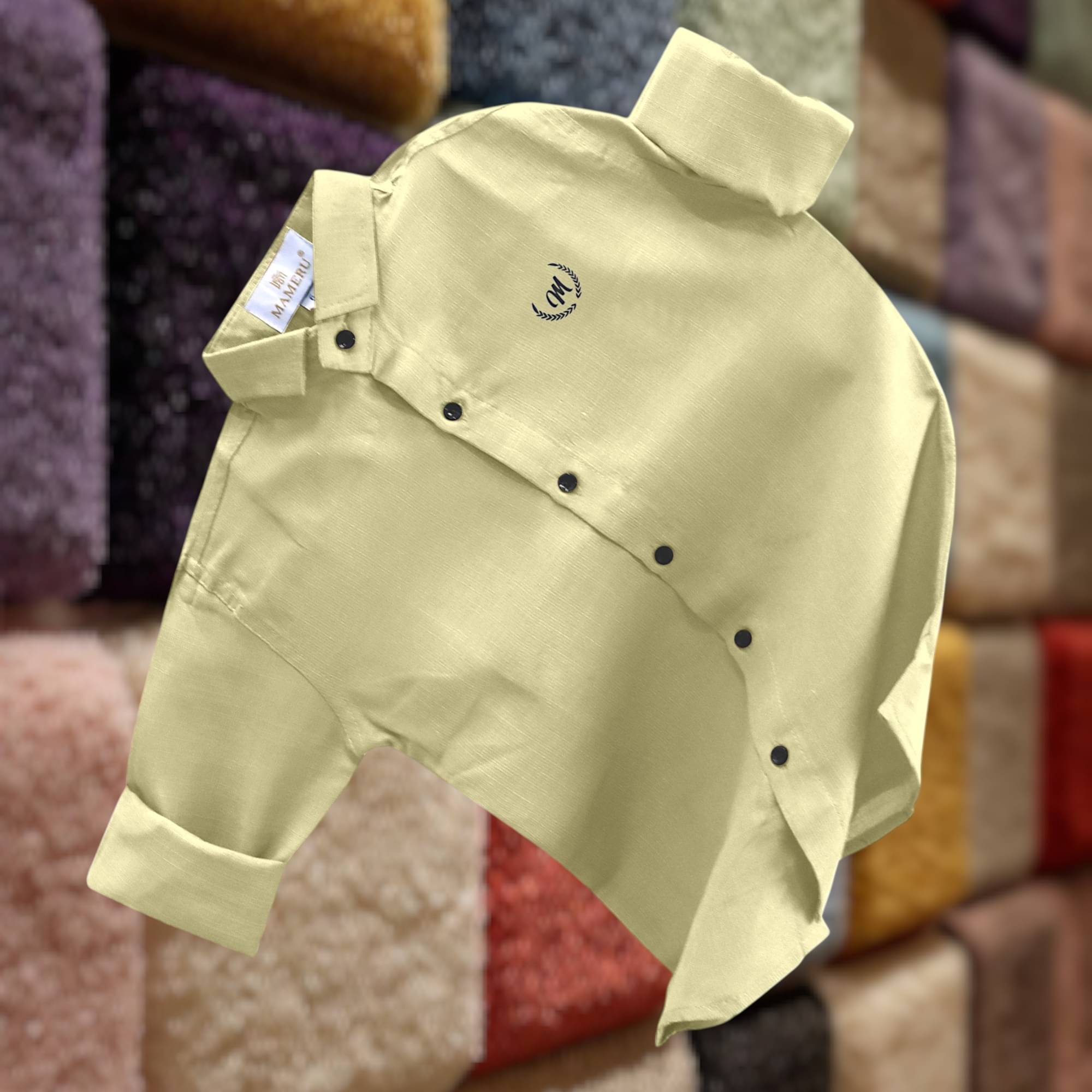     			Mameru Pack of 1 Boys Cotton Blend Full Sleeves Shirt ( Yellow )