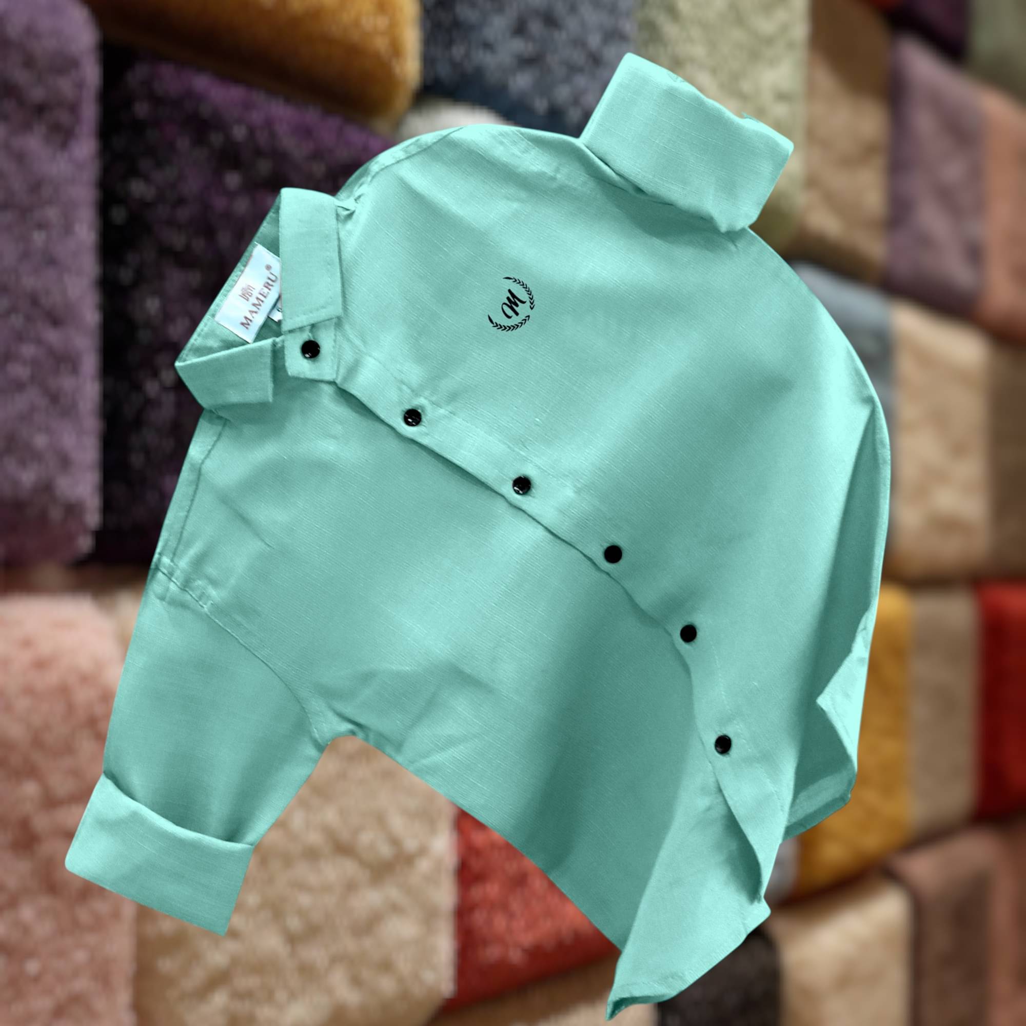     			Mameru Pack of 1 Boys Cotton Blend Full Sleeves Shirt ( Sea Green )