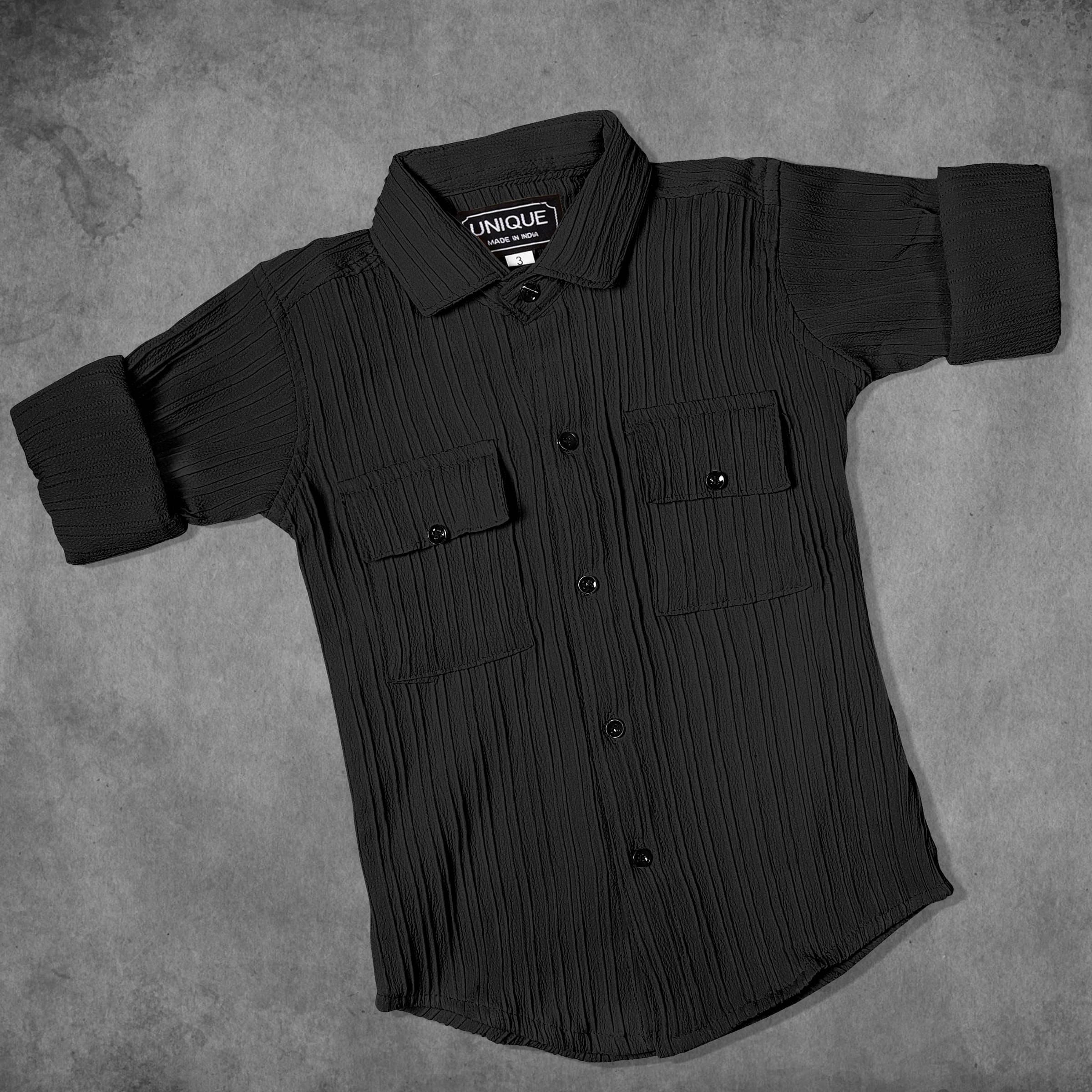    			Mameru Pack of 1 Boys Cotton Blend Full Sleeves Shirt ( Black )