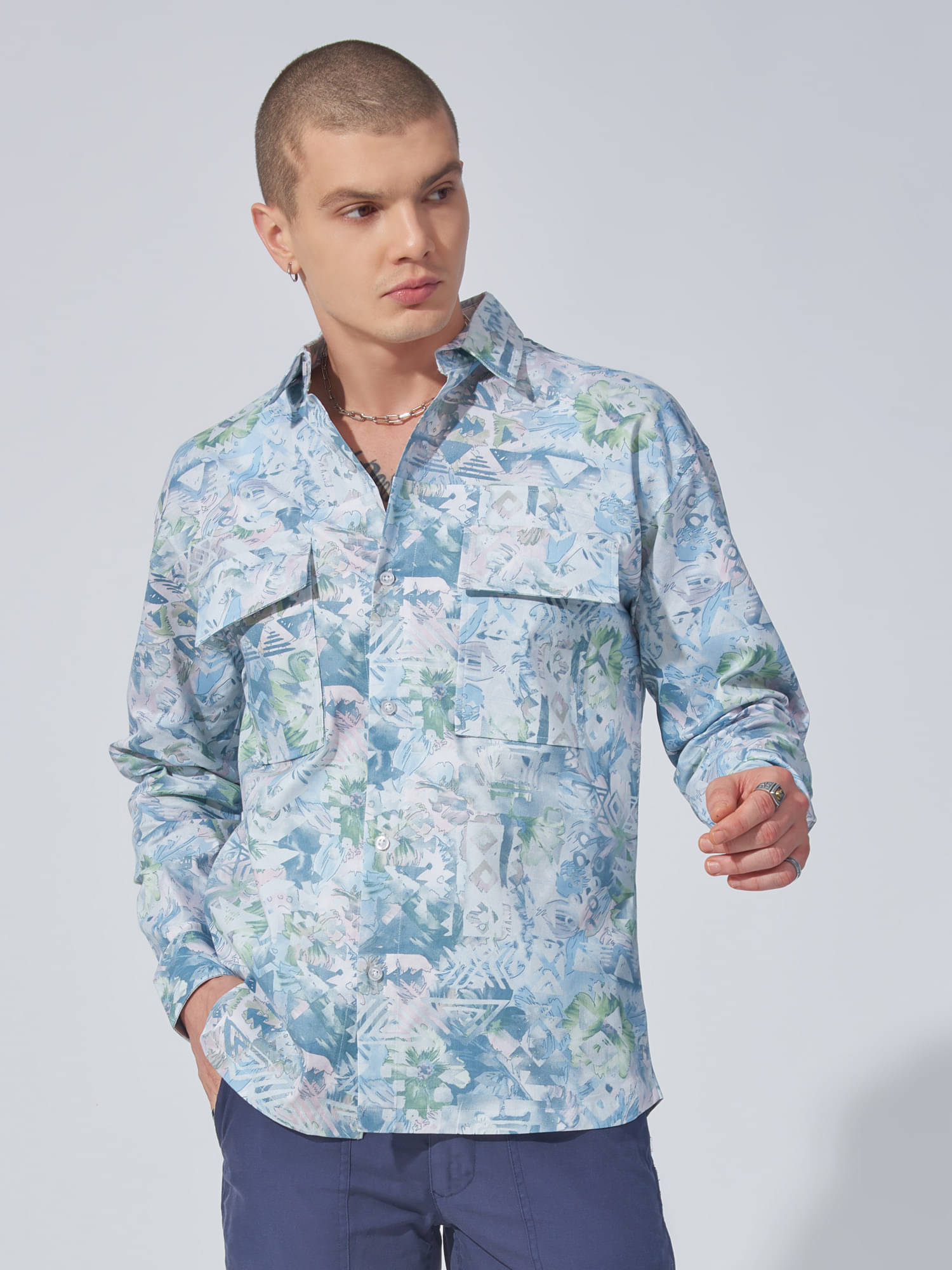     			Maniac 100% Cotton Boxy Printed Full Sleeves Men's Casual Shirt - Multicolor ( Pack of 1 )