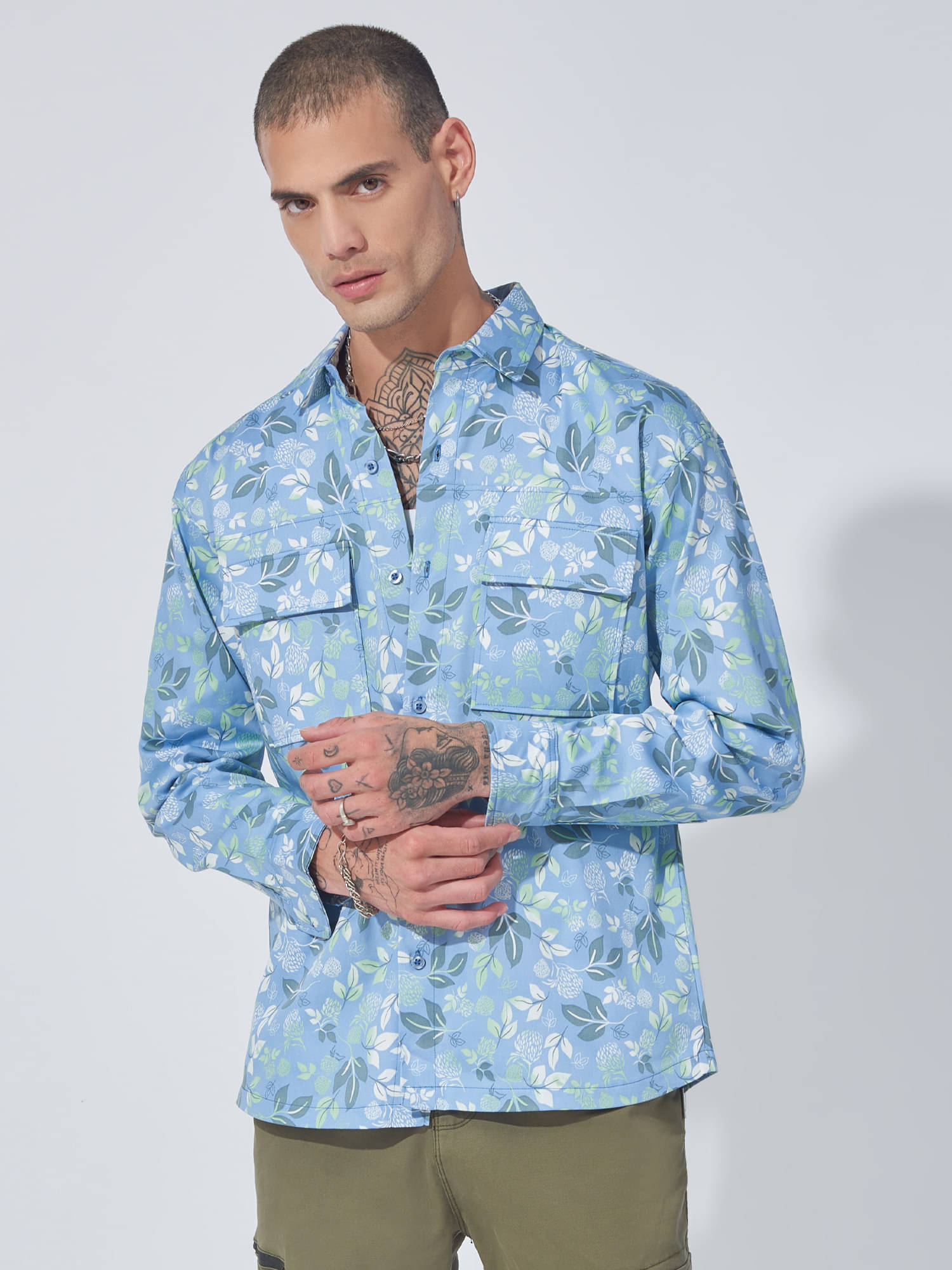     			Maniac 100% Cotton Boxy Printed Half Sleeves Men's Casual Shirt - Blue ( Pack of 1 )