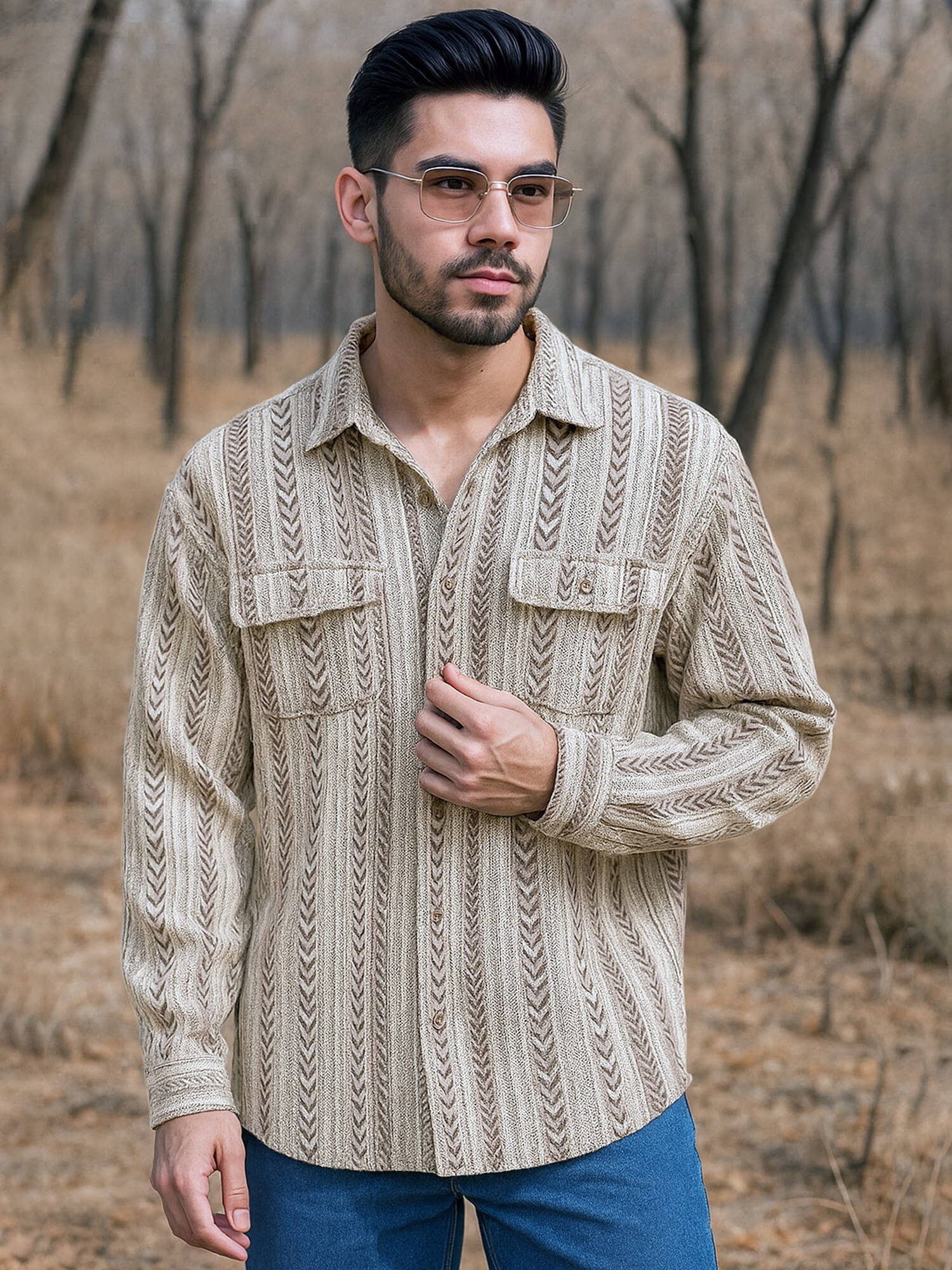 Maniac 100% Cotton Oversized Fit Striped Full Sleeves Men's Casual Shirt - Brown ( Pack of 1 ) Maniac 100% Cotton Oversized Fit Striped Full Sleeves Men's Casual Shirt - Brown ( Pack of 1 )