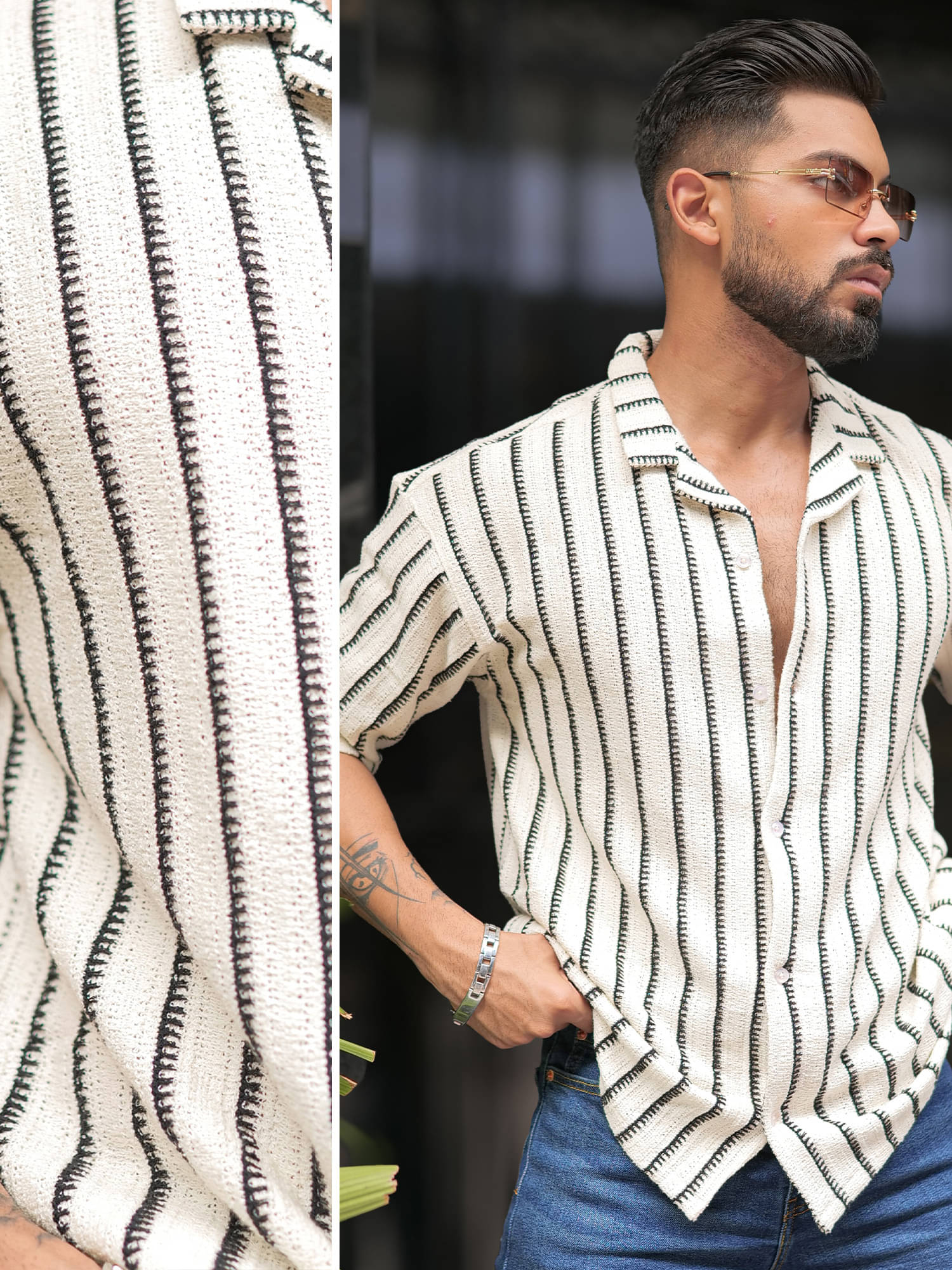 Maniac 100% Cotton Oversized Fit Striped 3/4th Sleeves Men's Casual Shirt - White ( Pack of 1 ) Maniac 100% Cotton Oversized Fit Striped 3/4th Sleeves Men's Casual Shirt - White ( Pack of 1 )