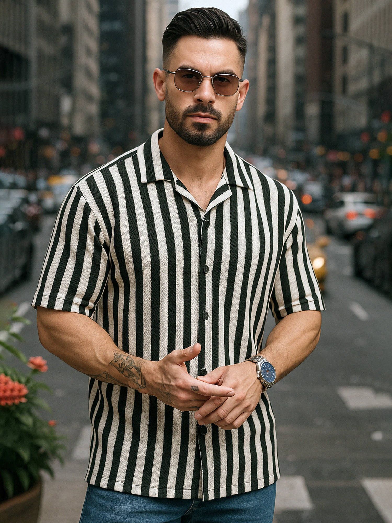 Maniac 100% Cotton Oversized Fit Striped Half Sleeves Men's Casual Shirt - Multicolor ( Pack of 1 ) Maniac 100% Cotton Oversized Fit Striped Half Sleeves Men's Casual Shirt - Multicolor ( Pack of 1 )