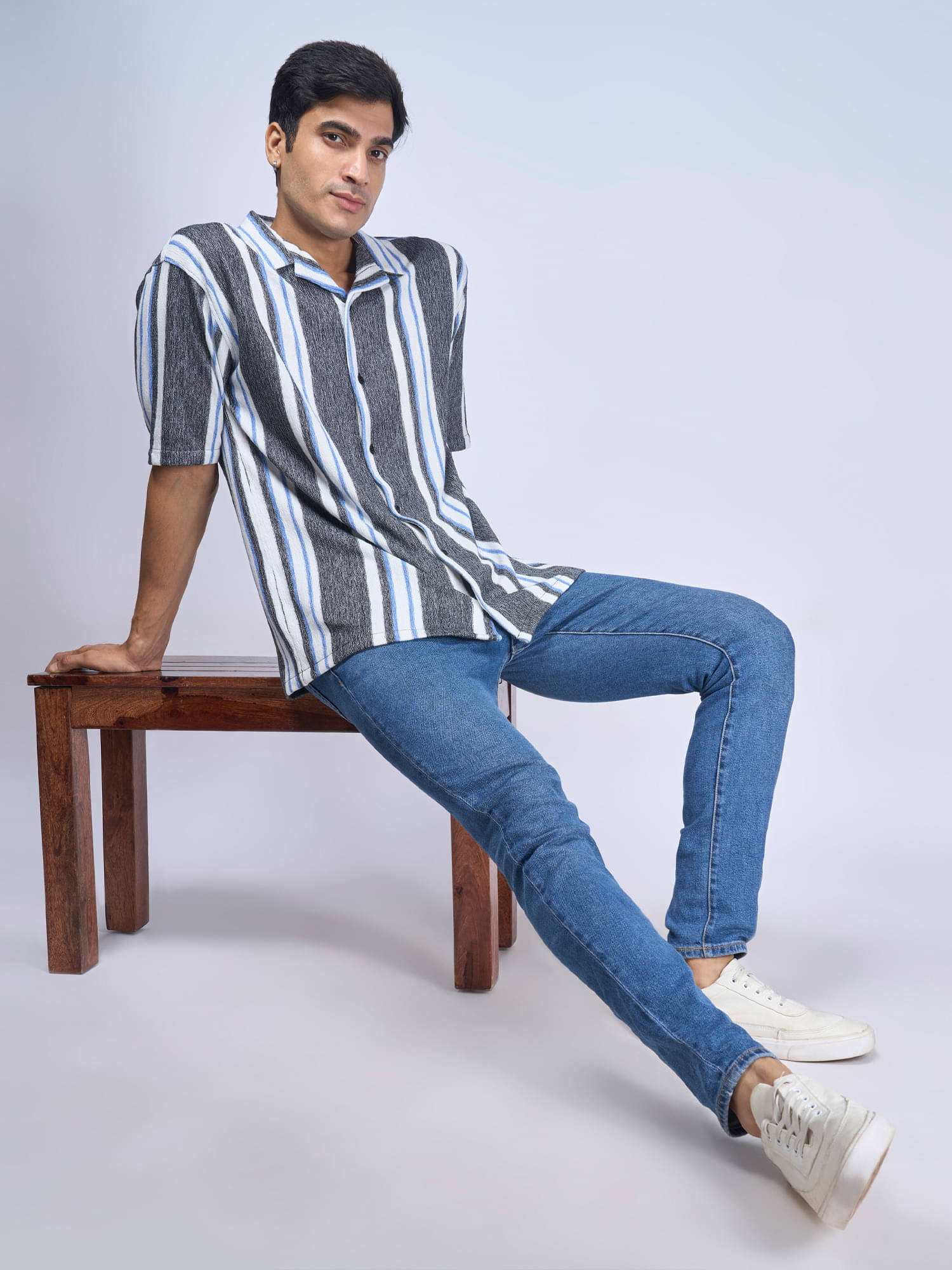 Maniac 100% Cotton Oversized Fit Striped Half Sleeves Men's Casual Shirt - Black ( Pack of 1 ) Maniac 100% Cotton Oversized Fit Striped Half Sleeves Men's Casual Shirt - Black ( Pack of 1 )