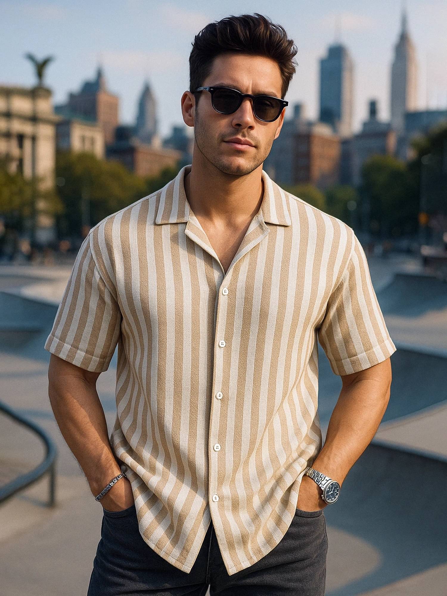 Maniac 100% Cotton Oversized Fit Striped Half Sleeves Men's Casual Shirt - Multicolor ( Pack of 1 ) Maniac 100% Cotton Oversized Fit Striped Half Sleeves Men's Casual Shirt - Multicolor ( Pack of 1 )