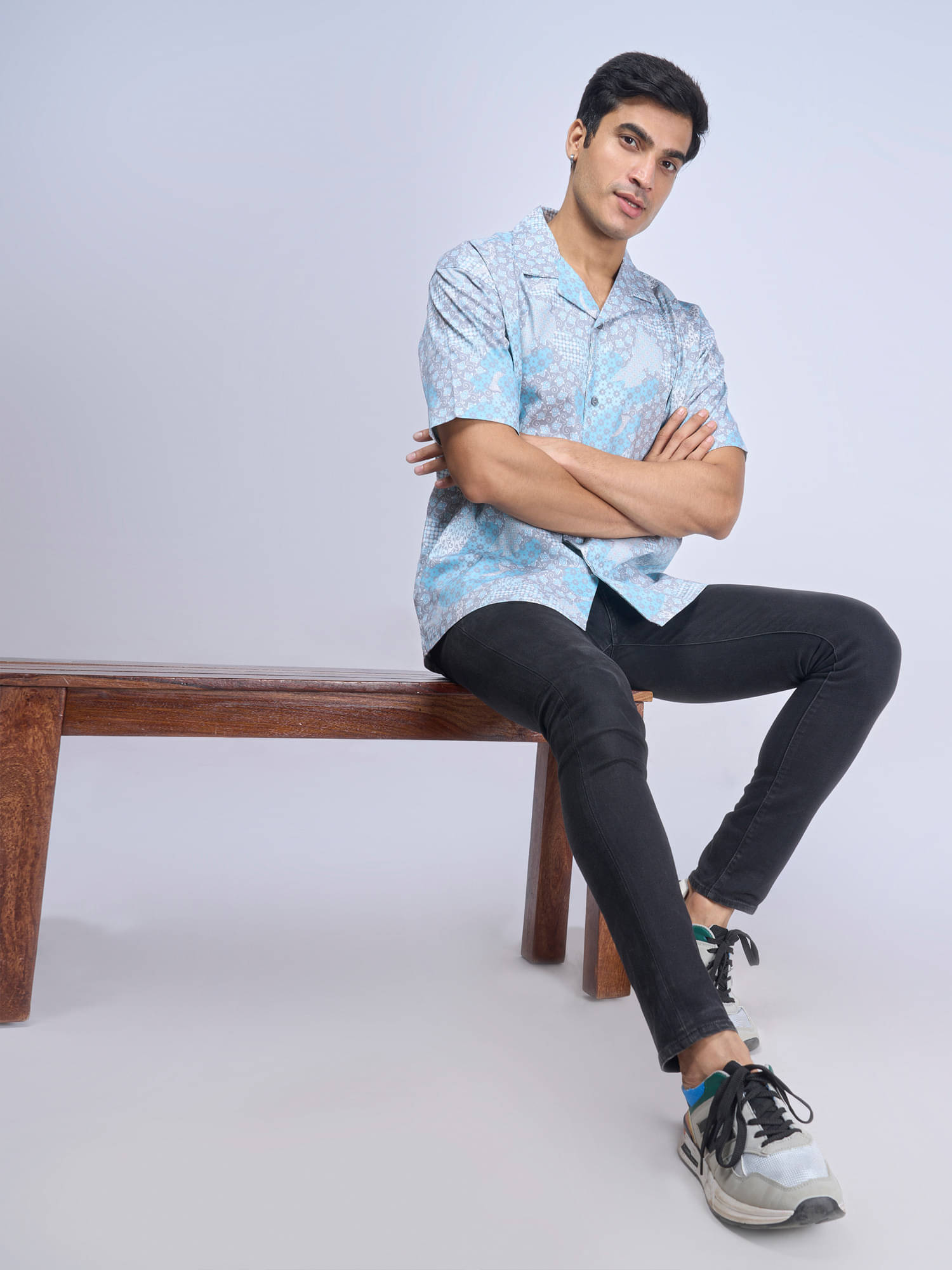 Maniac 100% Cotton Oversized Fit Printed Half Sleeves Men's Casual Shirt - Blue ( Pack of 1 )     			Maniac 100% Cotton Oversized Fit Printed Half Sleeves Men's Casual Shirt - Blue ( Pack of 1 )