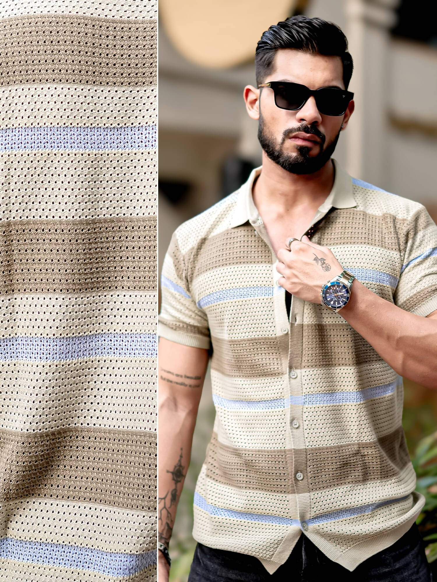     			Maniac 100% Cotton Slim Fit Self Design Half Sleeves Men's Casual Shirt - Beige ( Pack of 1 )