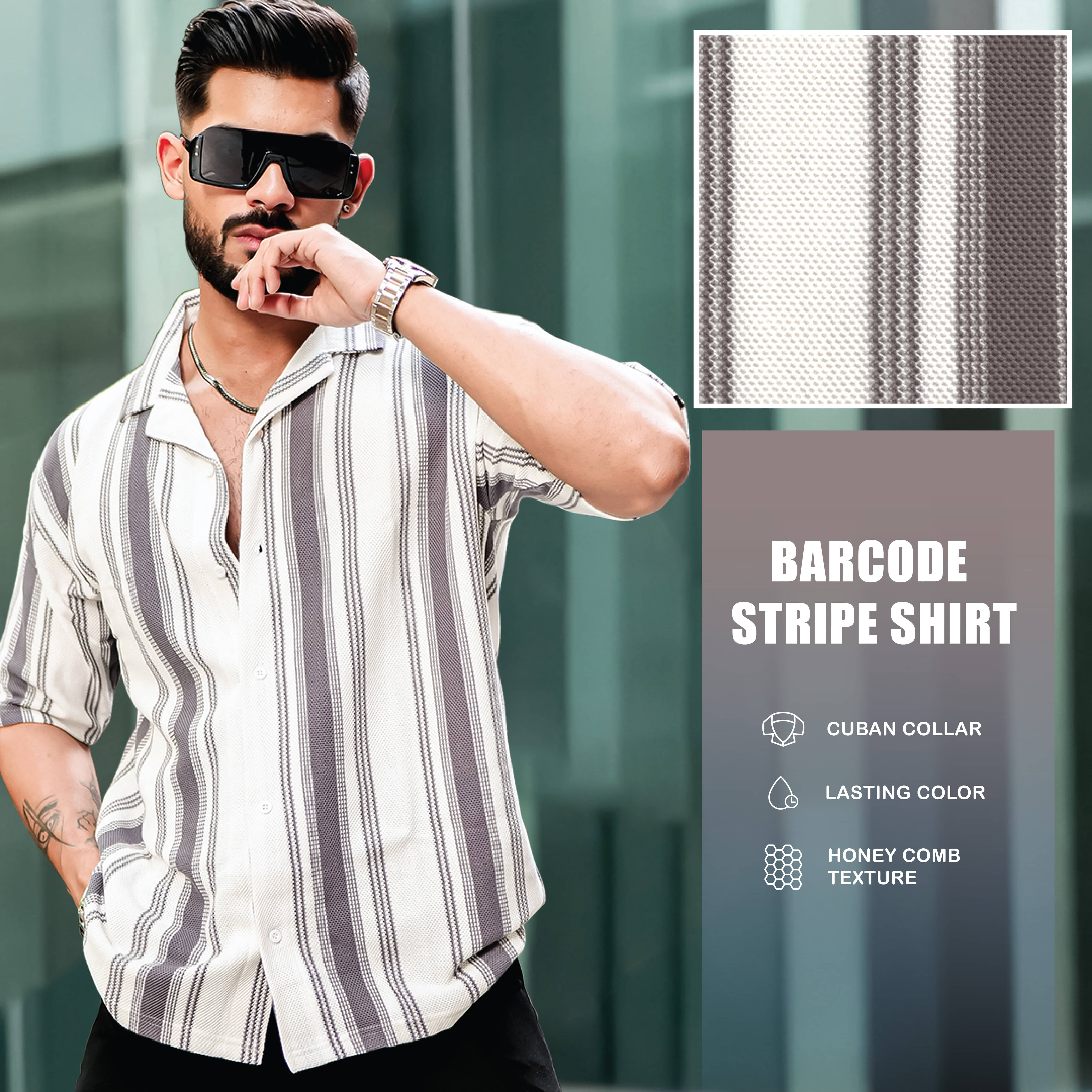 Maniac Cotton Blend Oversized Fit Striped Half Sleeves Men's Casual Shirt - Grey ( Pack of 1 ) Maniac Cotton Blend Oversized Fit Striped Half Sleeves Men's Casual Shirt - Grey ( Pack of 1 )