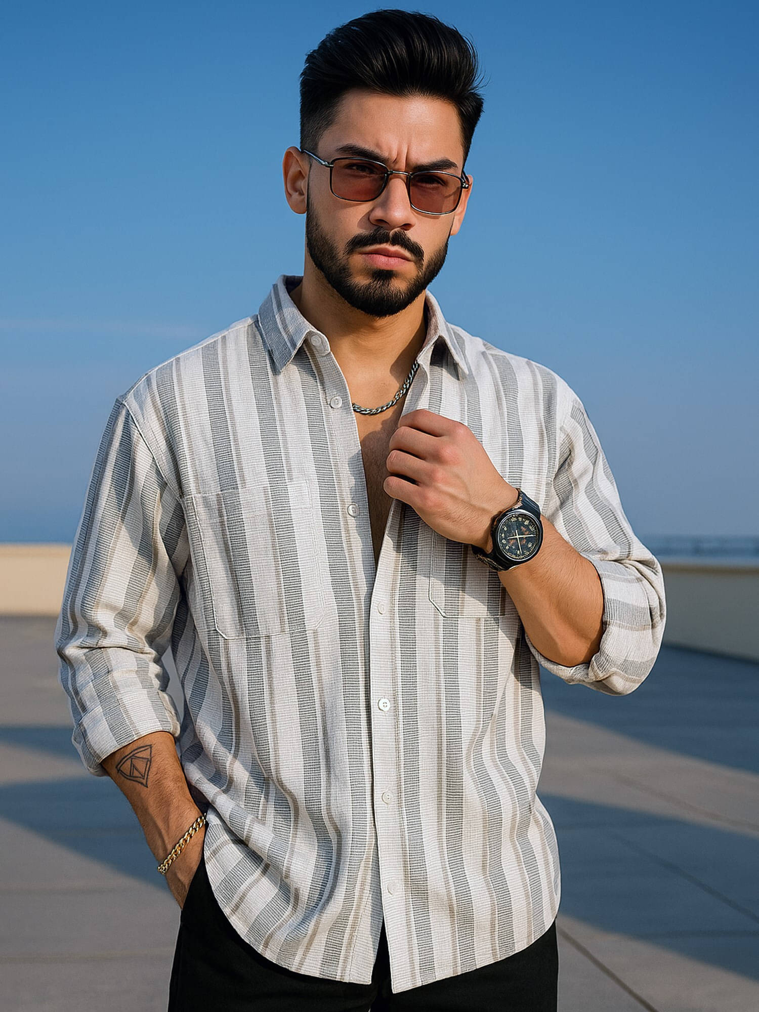 Maniac Cotton Blend Oversized Fit Printed Full Sleeves Men's Casual Shirt - Brown ( Pack of 1 ) Maniac Cotton Blend Oversized Fit Printed Full Sleeves Men's Casual Shirt - Brown ( Pack of 1 )
