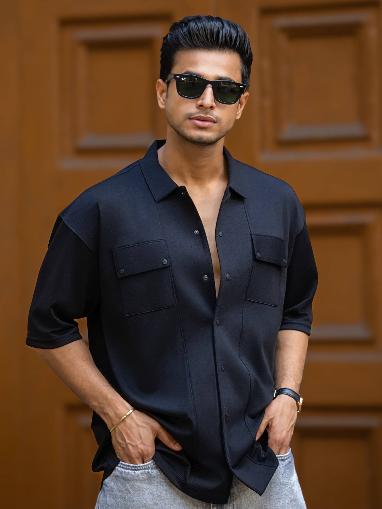 Maniac Cotton Blend Oversized Fit Solids Half Sleeves Men's Casual Shirt - Black ( Pack of 1 ) Maniac Cotton Blend Oversized Fit Solids Half Sleeves Men's Casual Shirt - Black ( Pack of 1 )