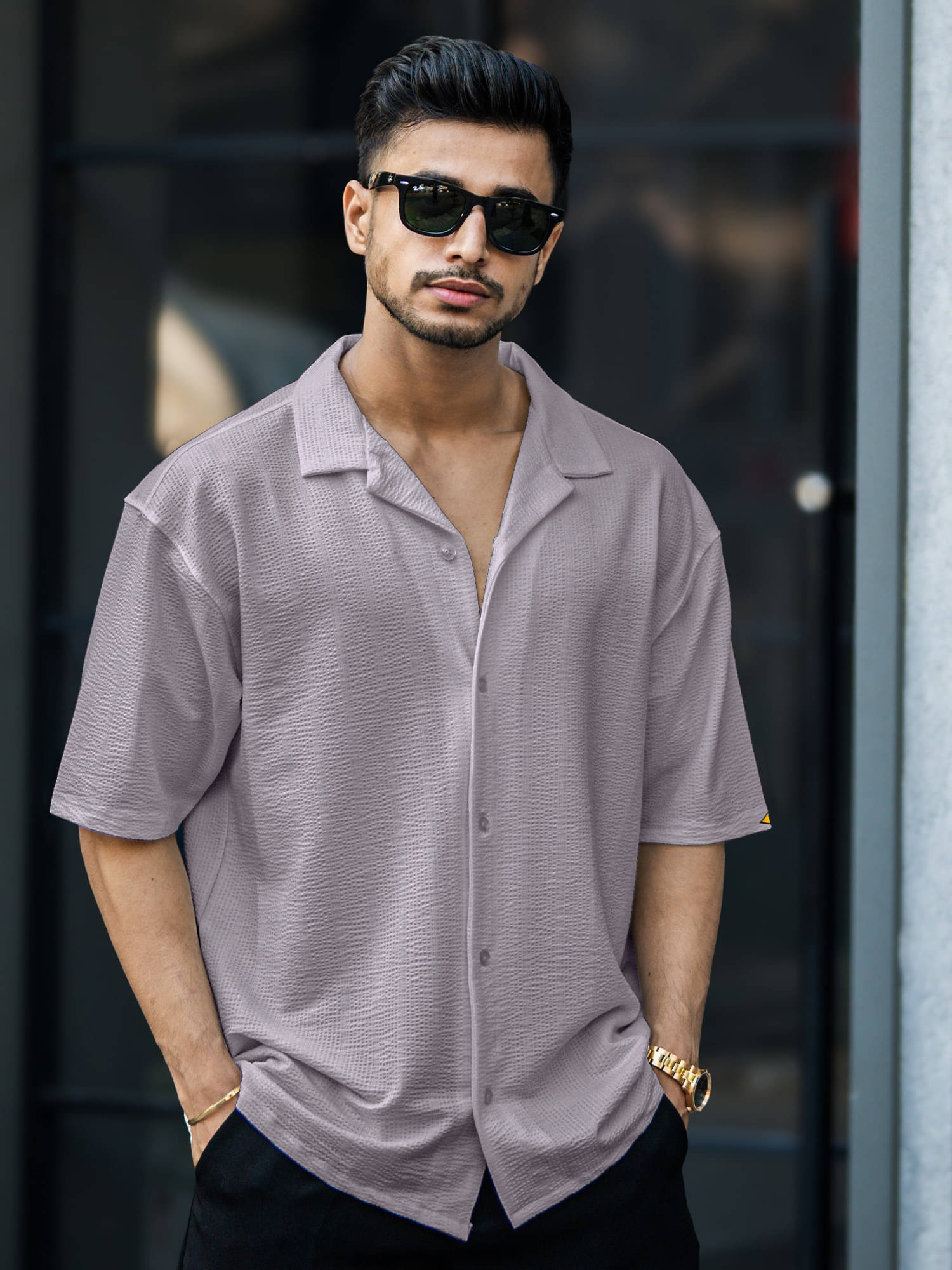 Maniac Cotton Blend Oversized Fit Self Design Half Sleeves Men's Casual Shirt - Grey ( Pack of 1 ) Maniac Cotton Blend Oversized Fit Self Design Half Sleeves Men's Casual Shirt - Grey ( Pack of 1 )