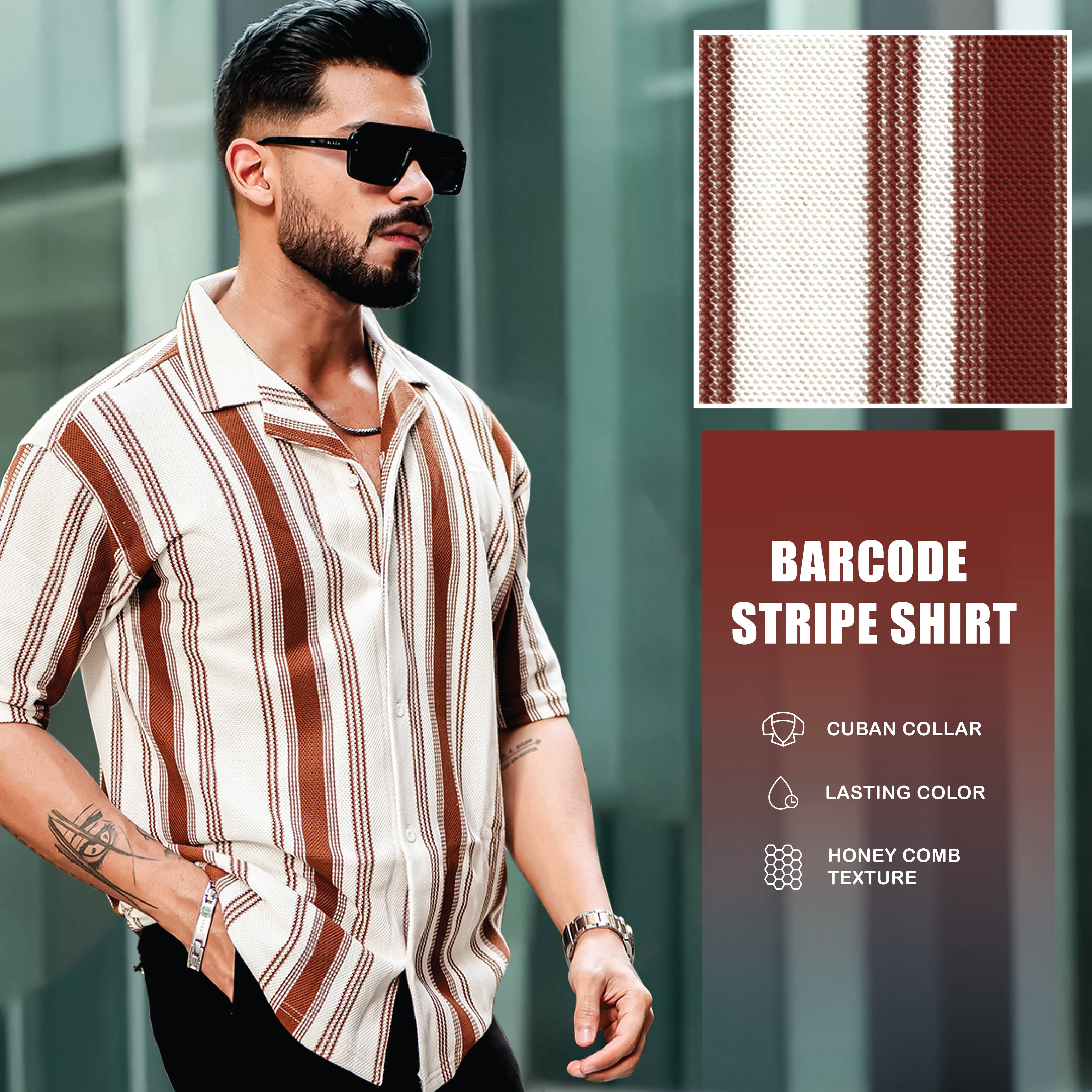 Maniac Cotton Blend Oversized Fit Striped Half Sleeves Men's Casual Shirt - Brown ( Pack of 1 ) Maniac Cotton Blend Oversized Fit Striped Half Sleeves Men's Casual Shirt - Brown ( Pack of 1 )