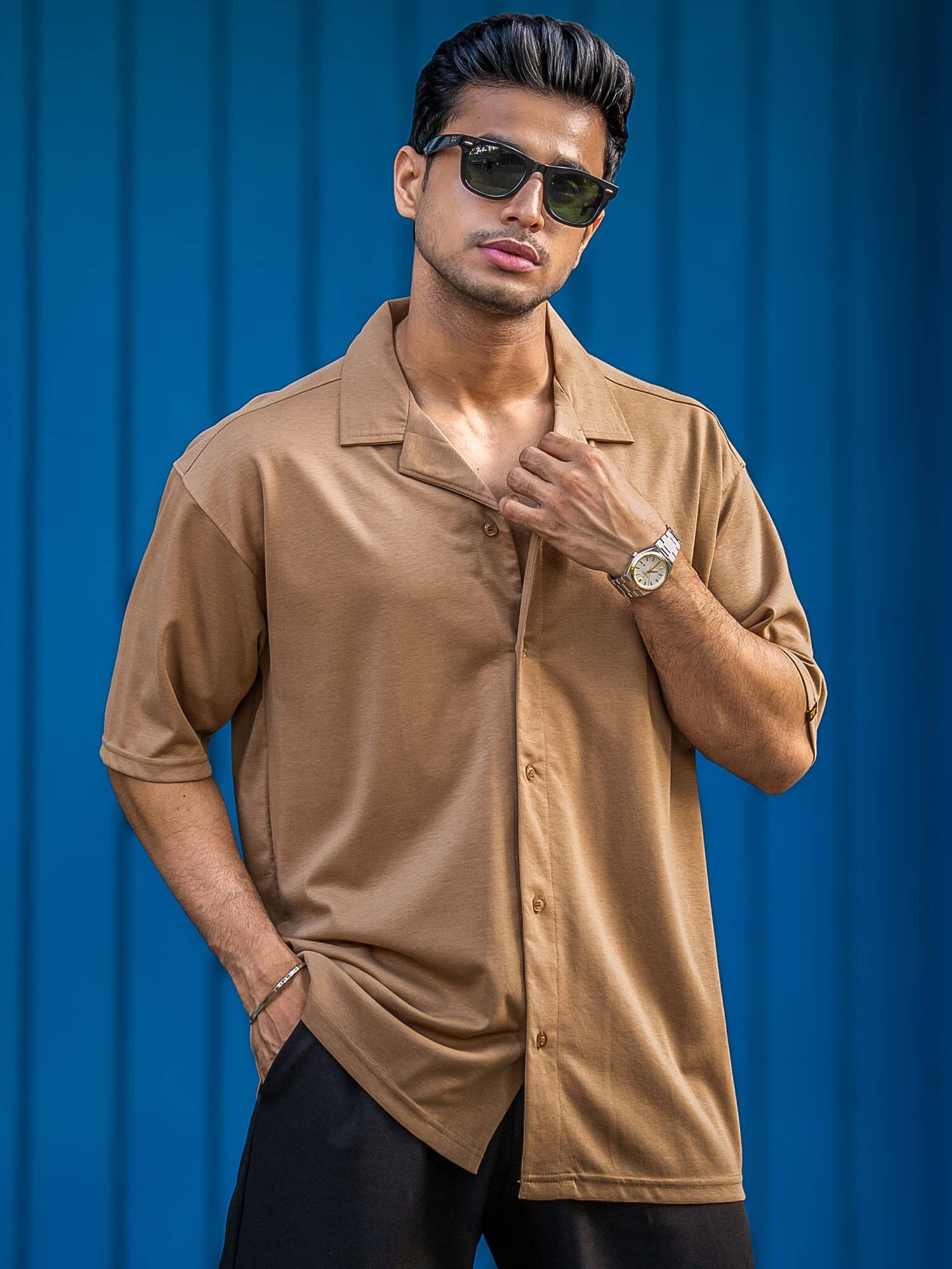 Maniac Cotton Blend Oversized Fit Solids Half Sleeves Men's Casual Shirt - Beige ( Pack of 1 ) Maniac Cotton Blend Oversized Fit Solids Half Sleeves Men's Casual Shirt - Beige ( Pack of 1 )