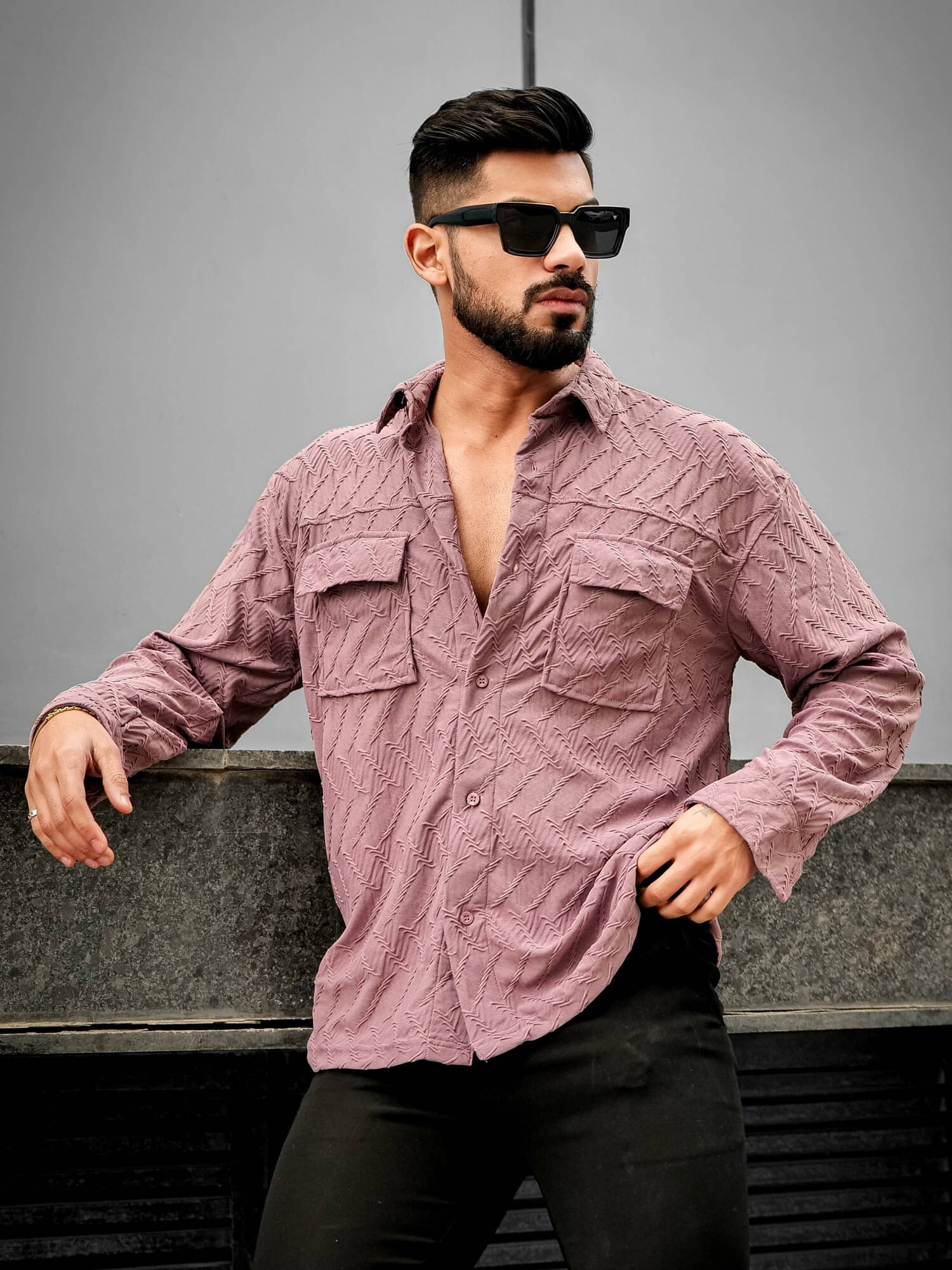 Maniac Cotton Blend Oversized Fit Self Design Full Sleeves Men's Casual Shirt - Pink ( Pack of 1 )     			Maniac Cotton Blend Oversized Fit Self Design Full Sleeves Men's Casual Shirt - Pink ( Pack of 1 )