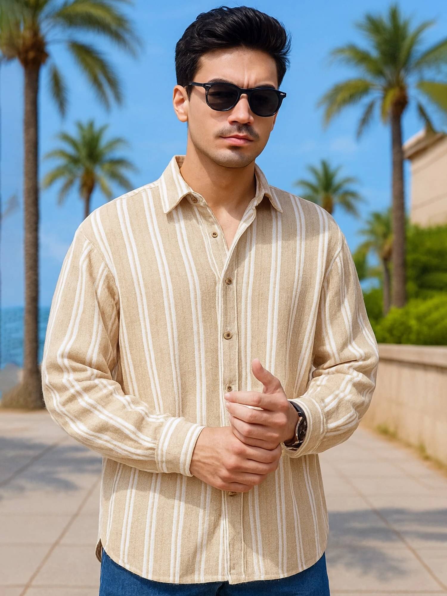 Maniac Cotton Blend Regular Fit Striped Full Sleeves Men's Casual Shirt - Orange ( Pack of 1 ) Maniac Cotton Blend Regular Fit Striped Full Sleeves Men's Casual Shirt - Orange ( Pack of 1 )