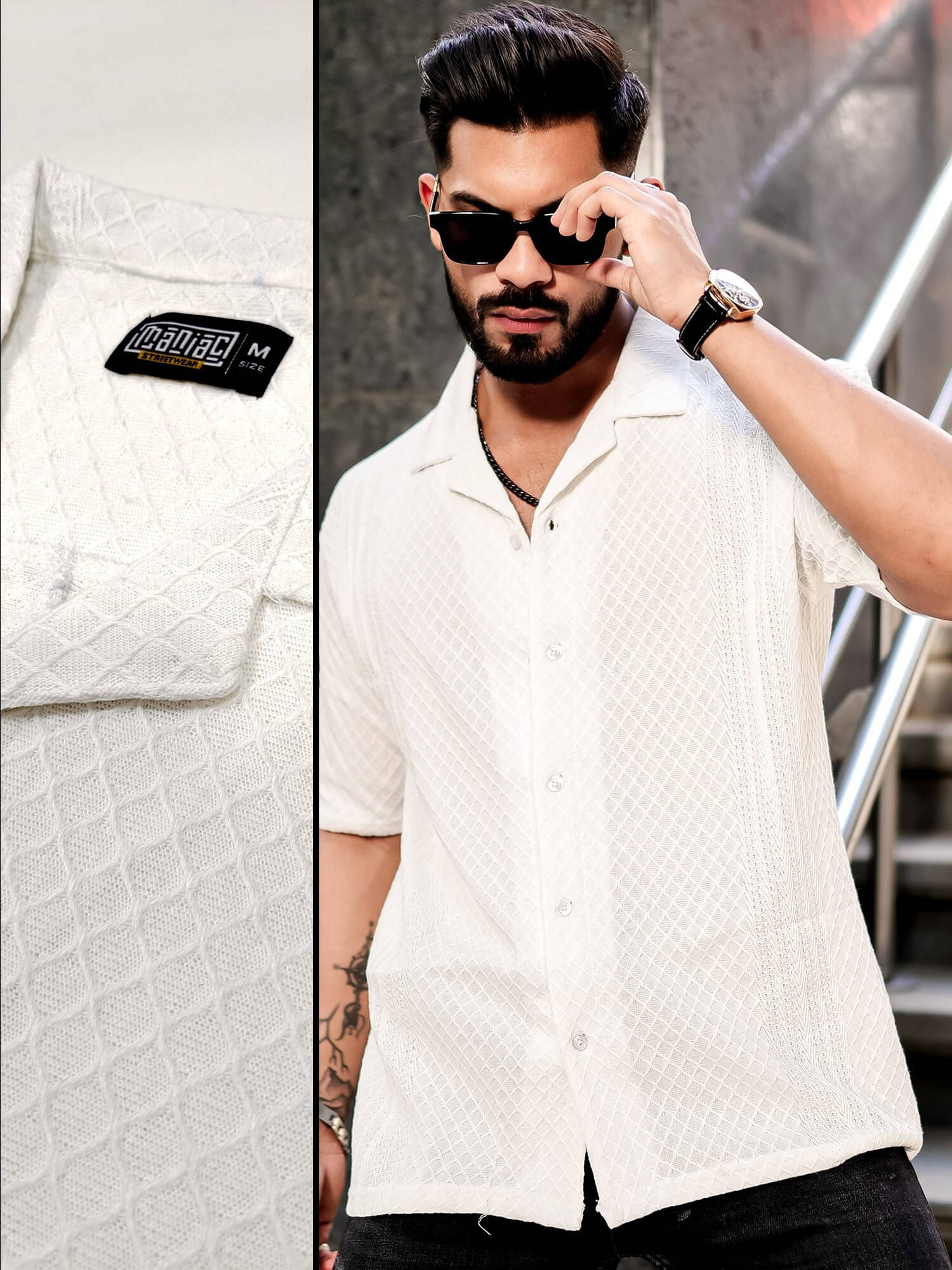 Maniac Poly Cotton Oversized Fit Self Design Half Sleeves Men's Casual Shirt - White ( Pack of 1 ) Maniac Poly Cotton Oversized Fit Self Design Half Sleeves Men's Casual Shirt - White ( Pack of 1 )
