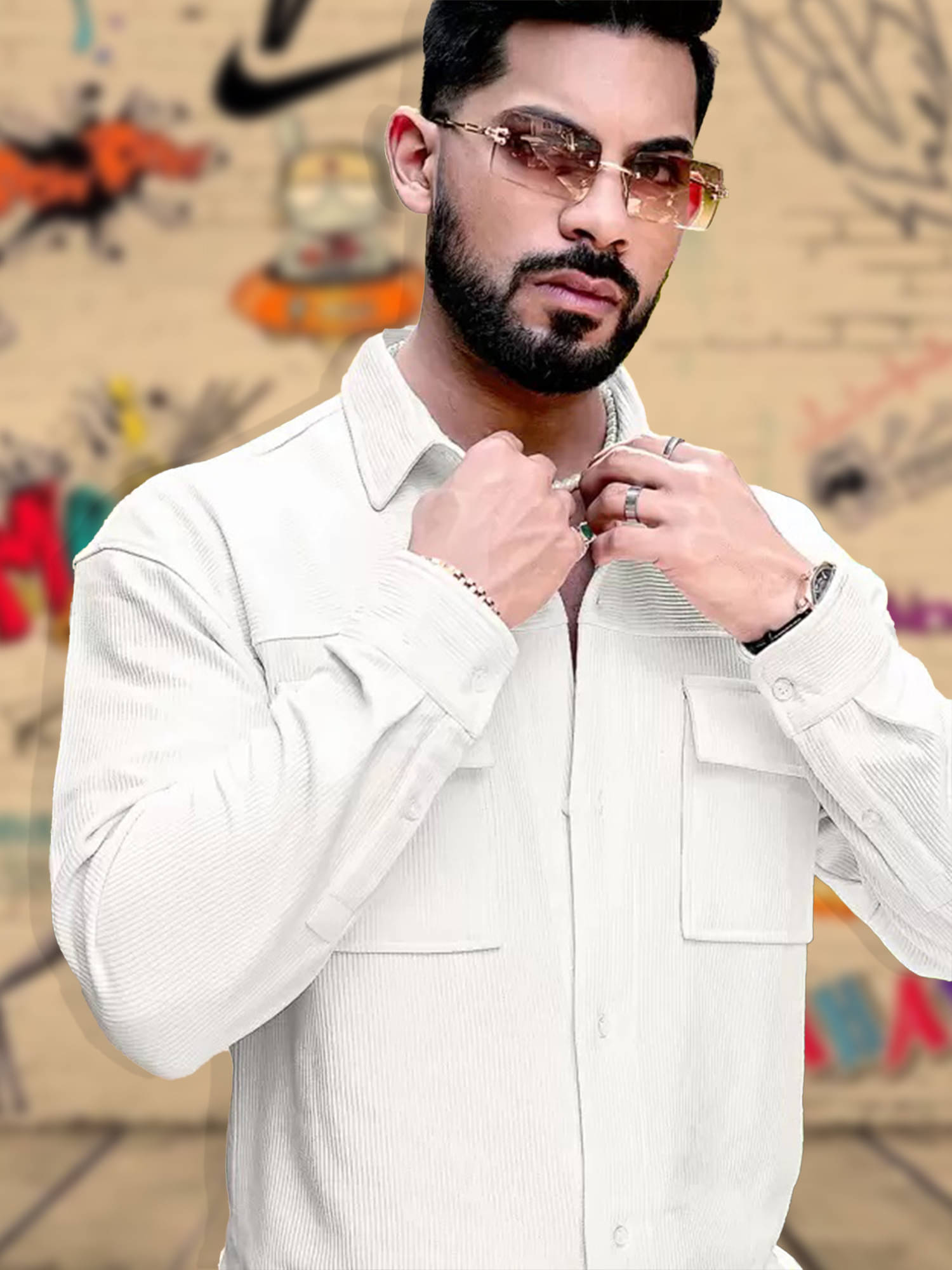 Maniac Polyester Oversized Fit Solids Full Sleeves Men's Casual Shirt - White ( Pack of 1 ) Maniac Polyester Oversized Fit Solids Full Sleeves Men's Casual Shirt - White ( Pack of 1 )