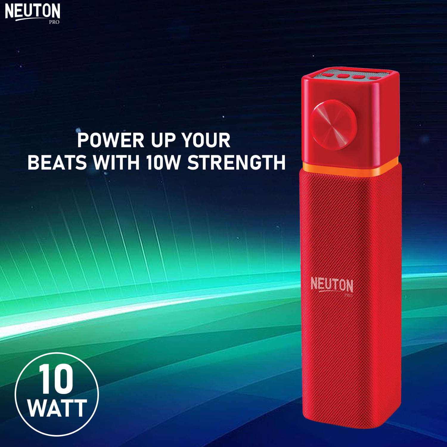     			NEUTON PRO TITANIC 12 W Bluetooth Speaker Bluetooth v5.0 with USB,SD card Slot Playback Time 5 hrs Red