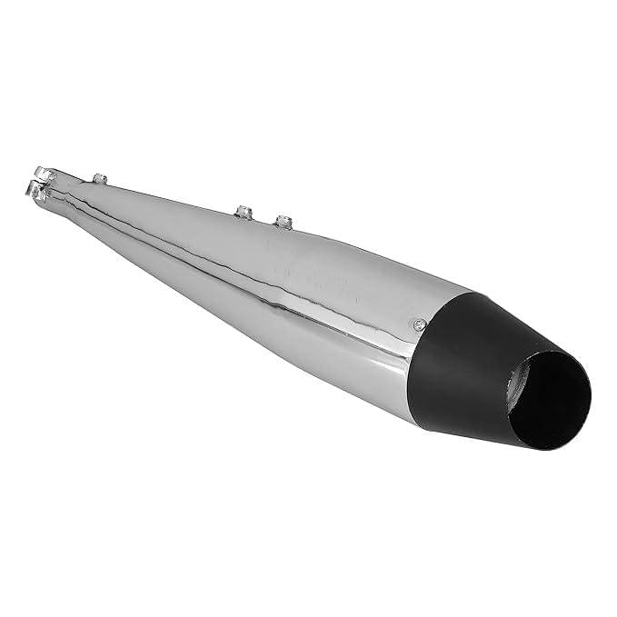     			NOISEWAVE Dolphin Chrome Front Black silencer Exhaust Glasswool Royal Enfield Classic 500 Full Exhaust System (Mild Steel)