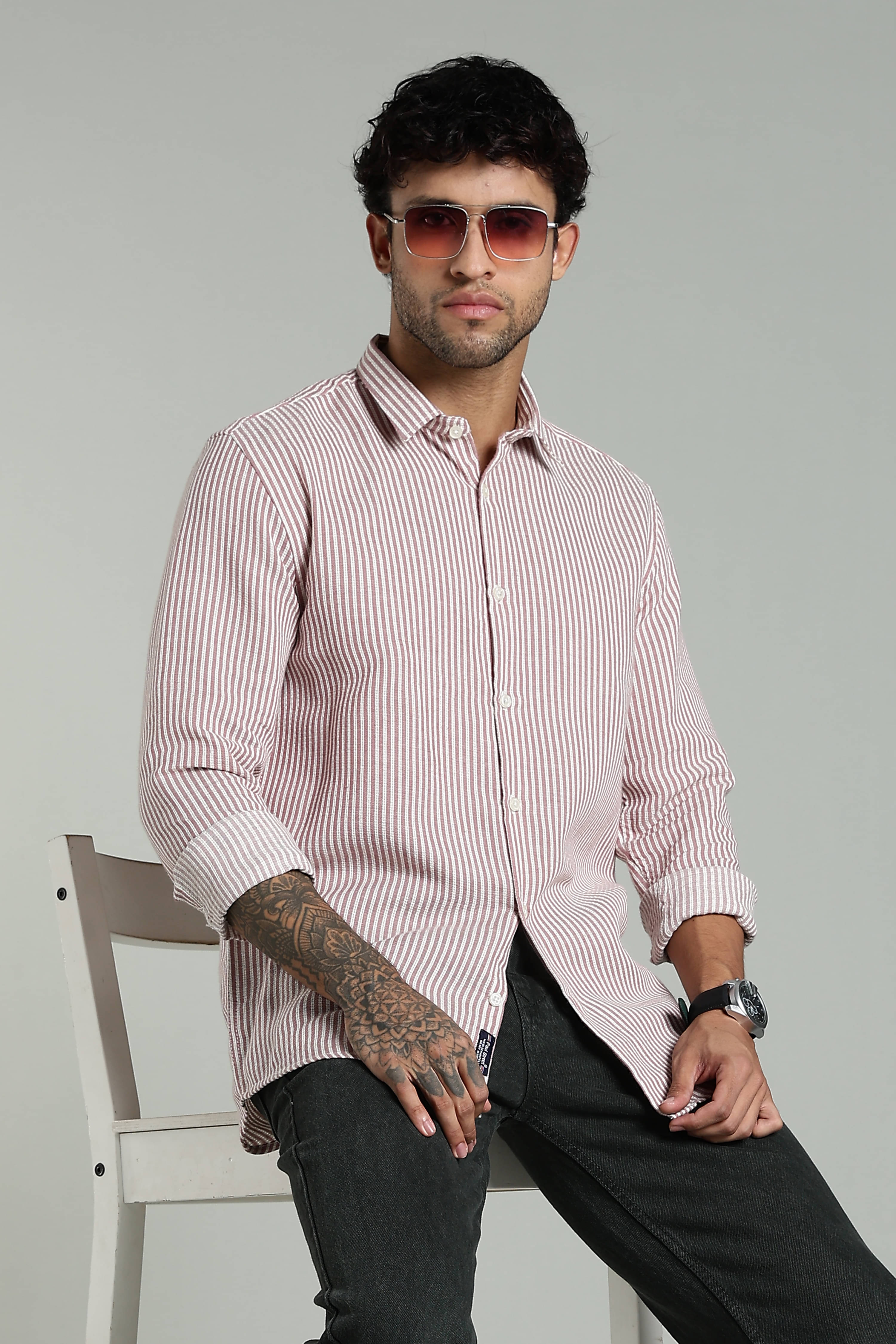 Paul Street 100% Cotton Regular Fit Striped Full Sleeves Men's Casual Shirt - Pink ( Pack of 1 ) Paul Street 100% Cotton Regular Fit Striped Full Sleeves Men's Casual Shirt - Pink ( Pack of 1 )
