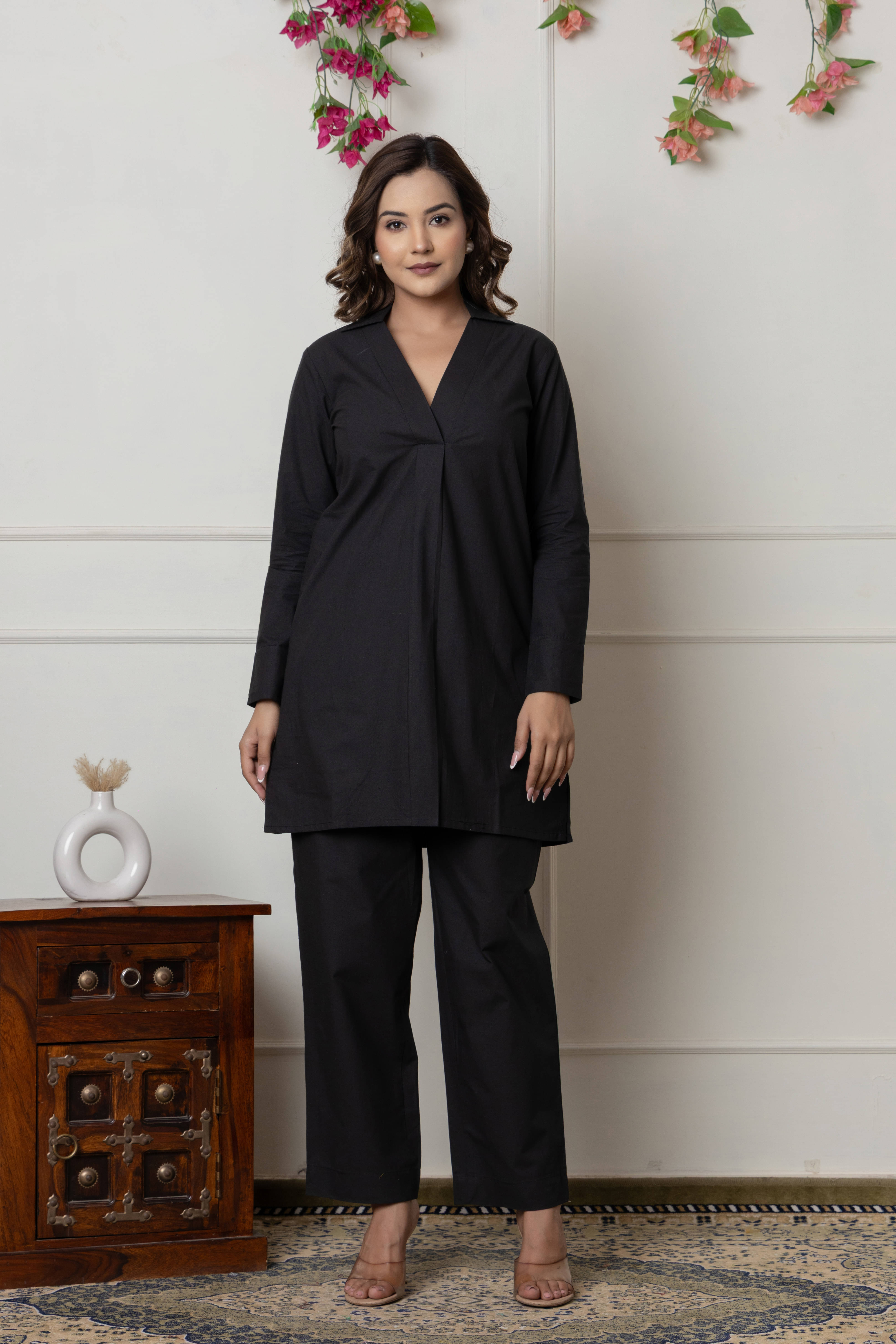     			SEREN MILANO Women Solid Top With Trousers Co-Ord Set ( Pink )