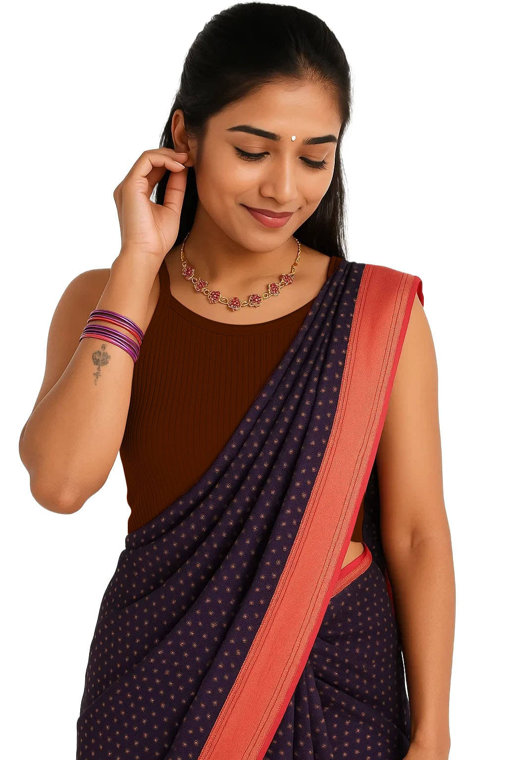     			SOHOT Brown Readymade without Pad Cotton Women's Blouse ( Pack of 1 )