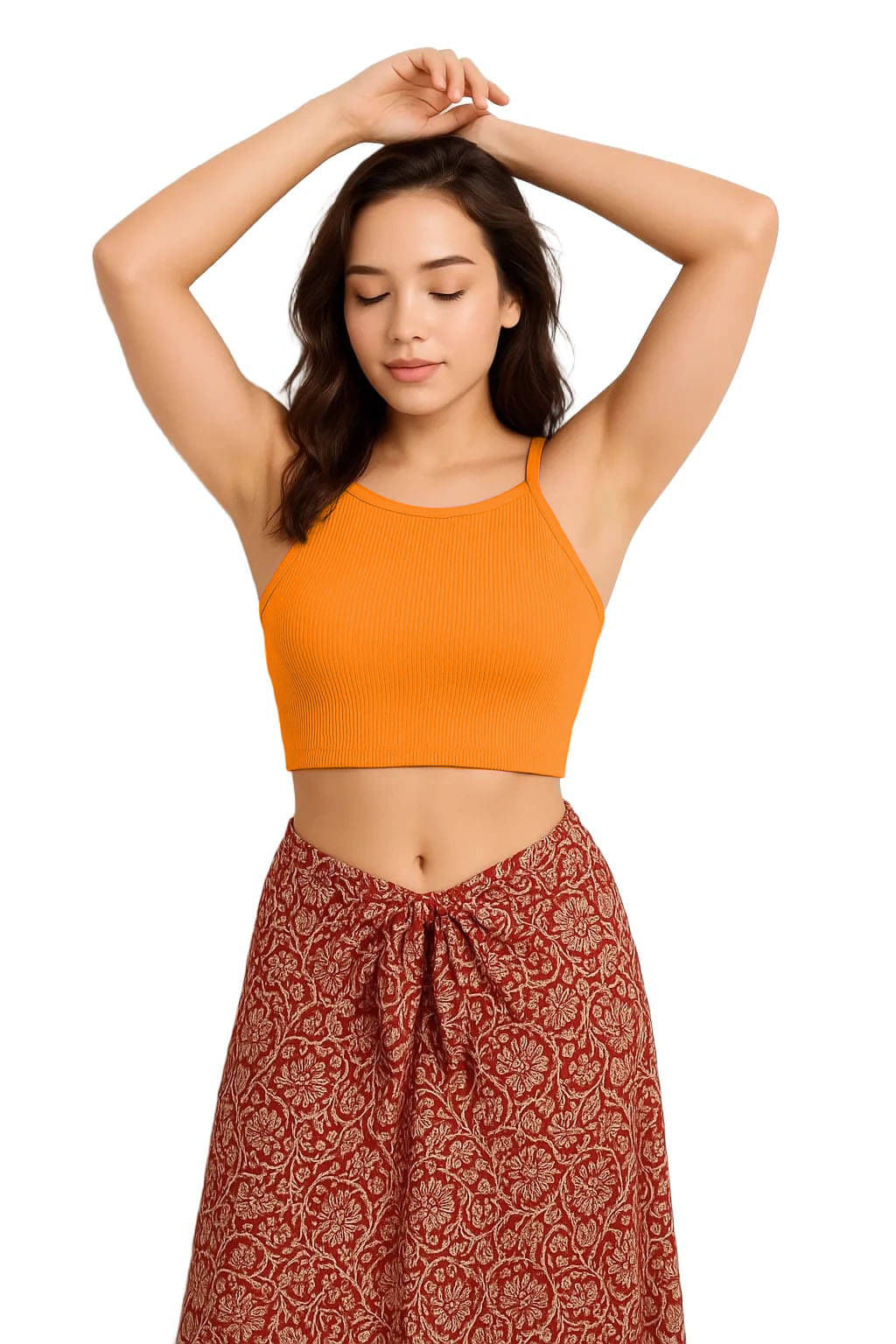 SOHOT Orange Readymade without Pad Cotton Women's Blouse ( Pack of 1 )     			SOHOT Orange Readymade without Pad Cotton Women's Blouse ( Pack of 1 )