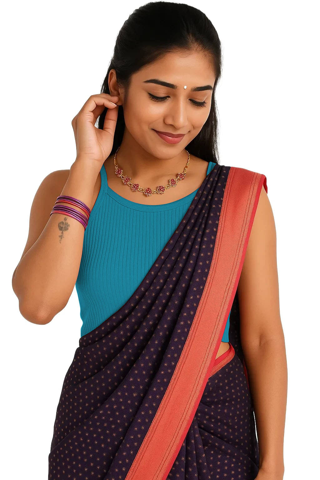 SOHOT Turquoise Readymade without Pad Cotton Women's Blouse ( Pack of 1 )     			SOHOT Turquoise Readymade without Pad Cotton Women's Blouse ( Pack of 1 )
