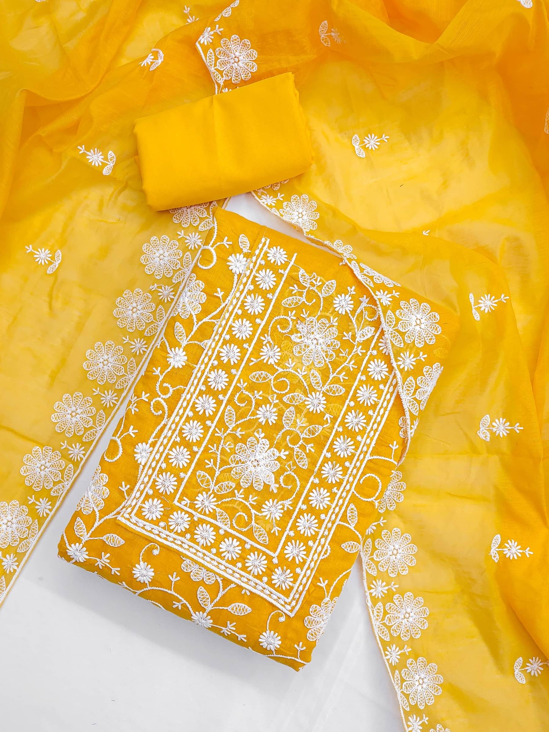 Shree Mahantam Women Silk Blend Unstitched Dress Material ( Yellow ) Shree Mahantam Women Silk Blend Unstitched Dress Material ( Yellow )