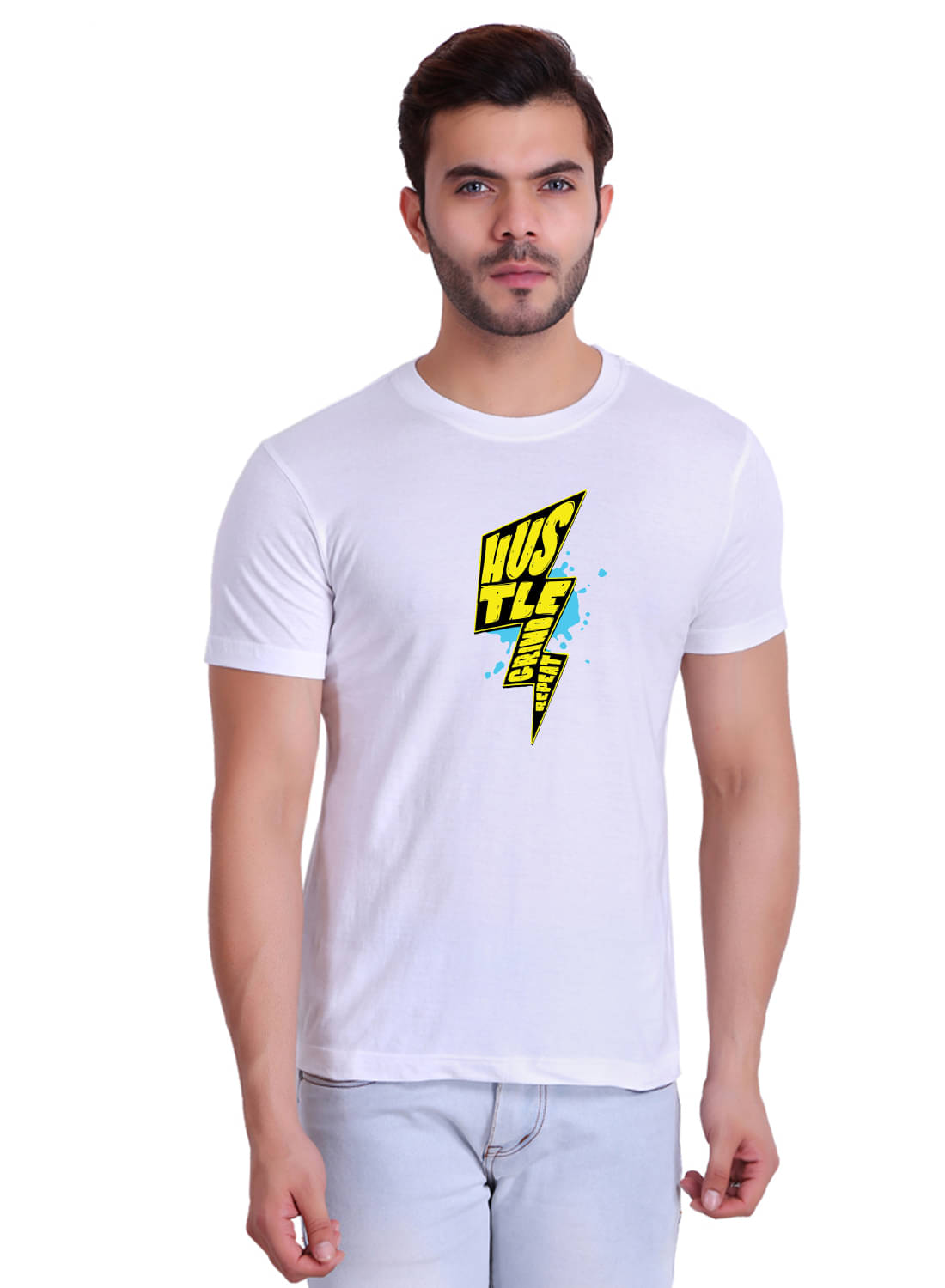     			TT Men Cotton Regular Fit Printed T-Shirt ( White )