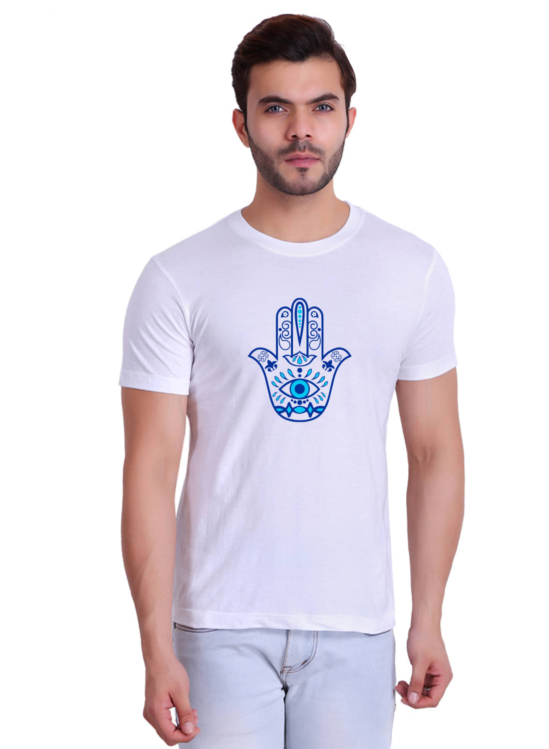 TT Men Cotton Regular Fit Printed T-Shirt ( White ) TT Men Cotton Regular Fit Printed T-Shirt ( White )