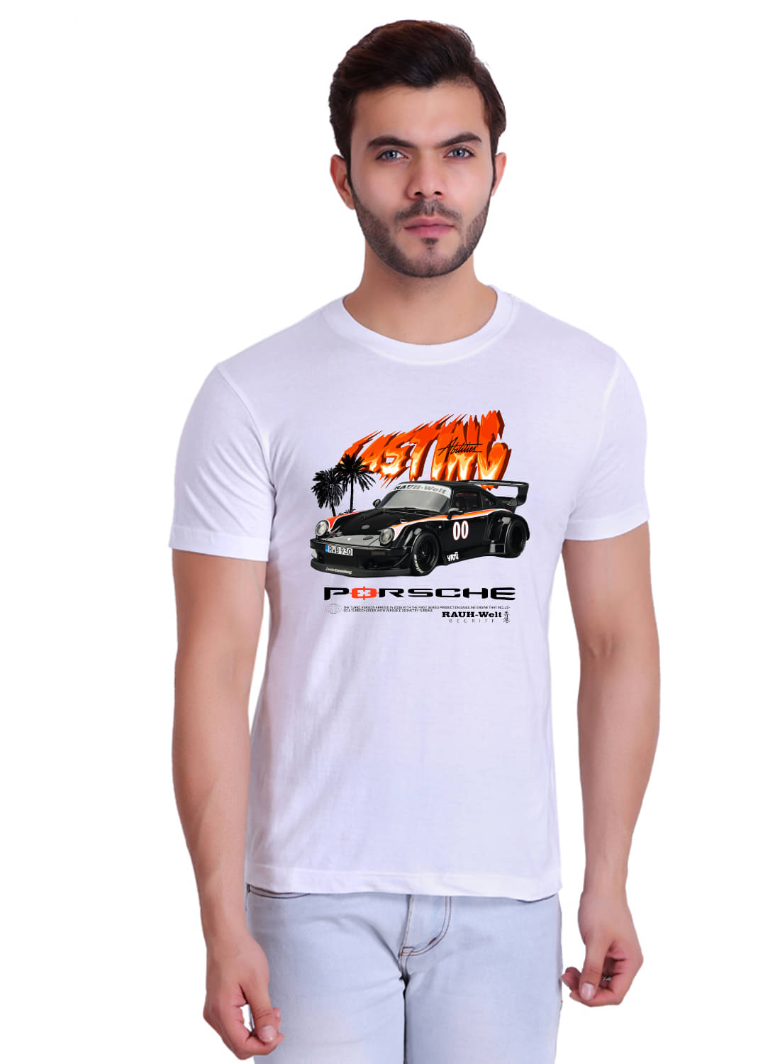     			TT Men Cotton Regular Fit Printed T-Shirt ( White )