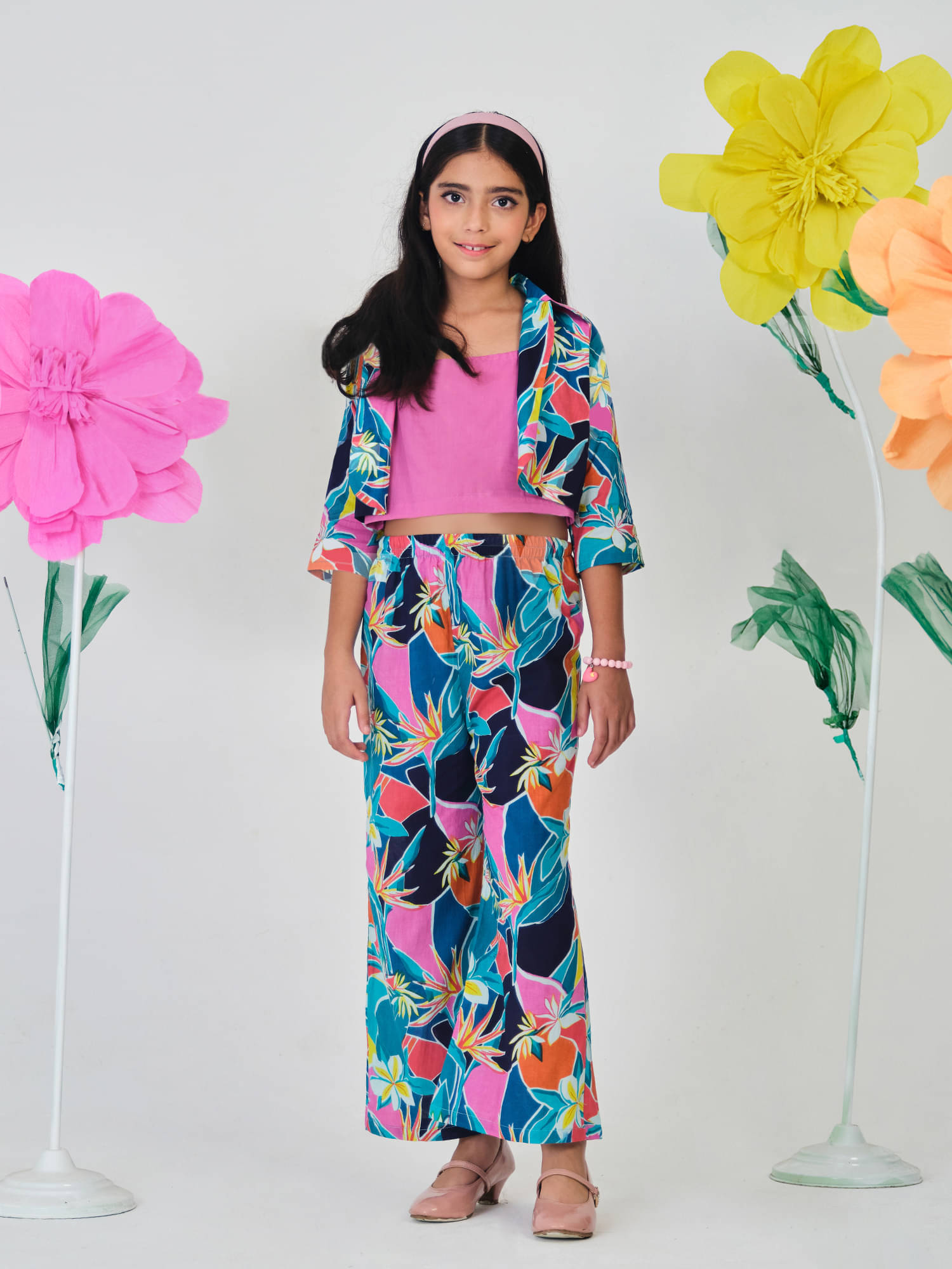 Trampoline Cotton Printed Top With Trouser Co-Ord Set For Girls ( Multicolor ) Trampoline Cotton Printed Top With Trouser Co-Ord Set For Girls ( Multicolor )