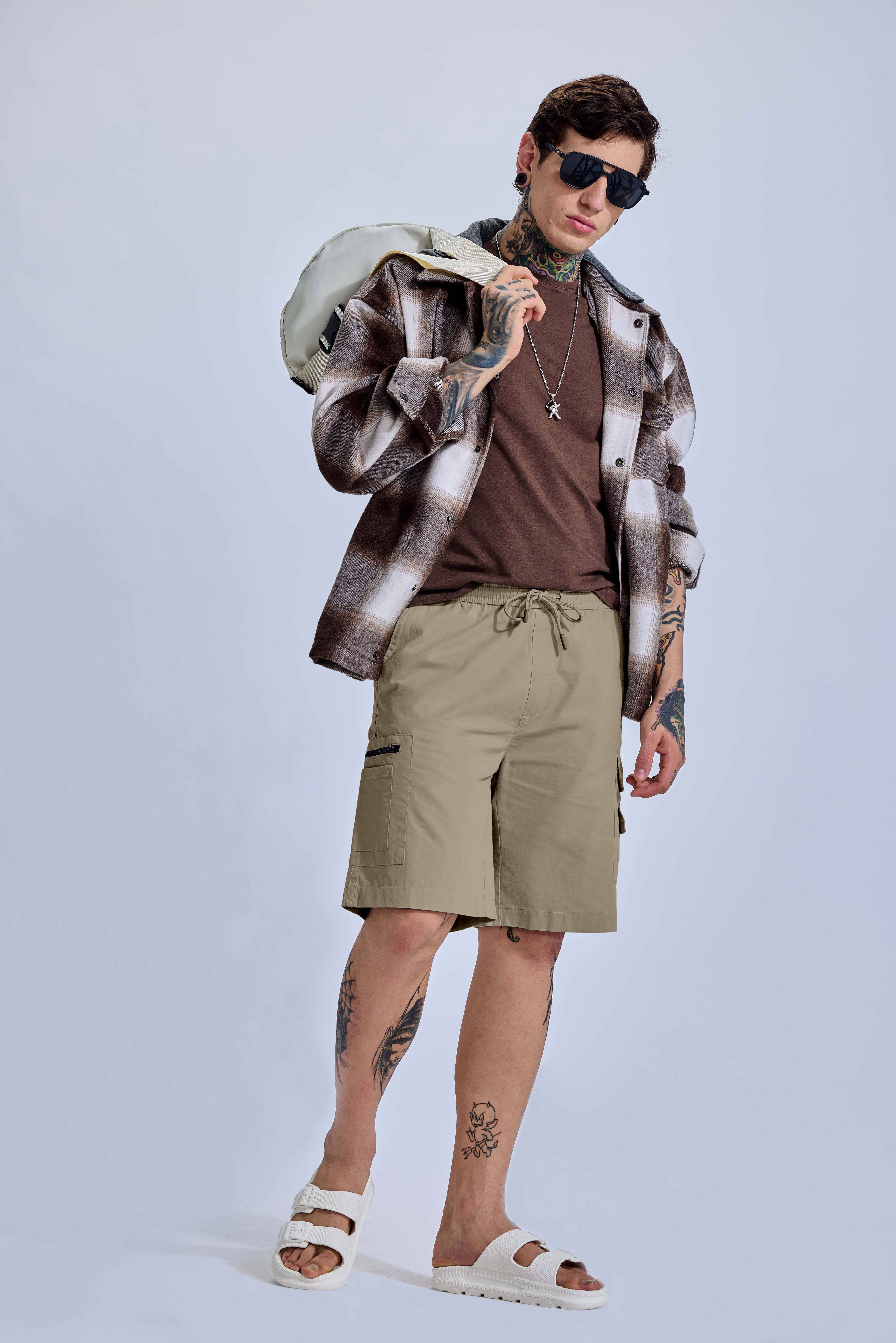     			Tribe Beige Cotton Men's Shorts ( Pack of 1 )
