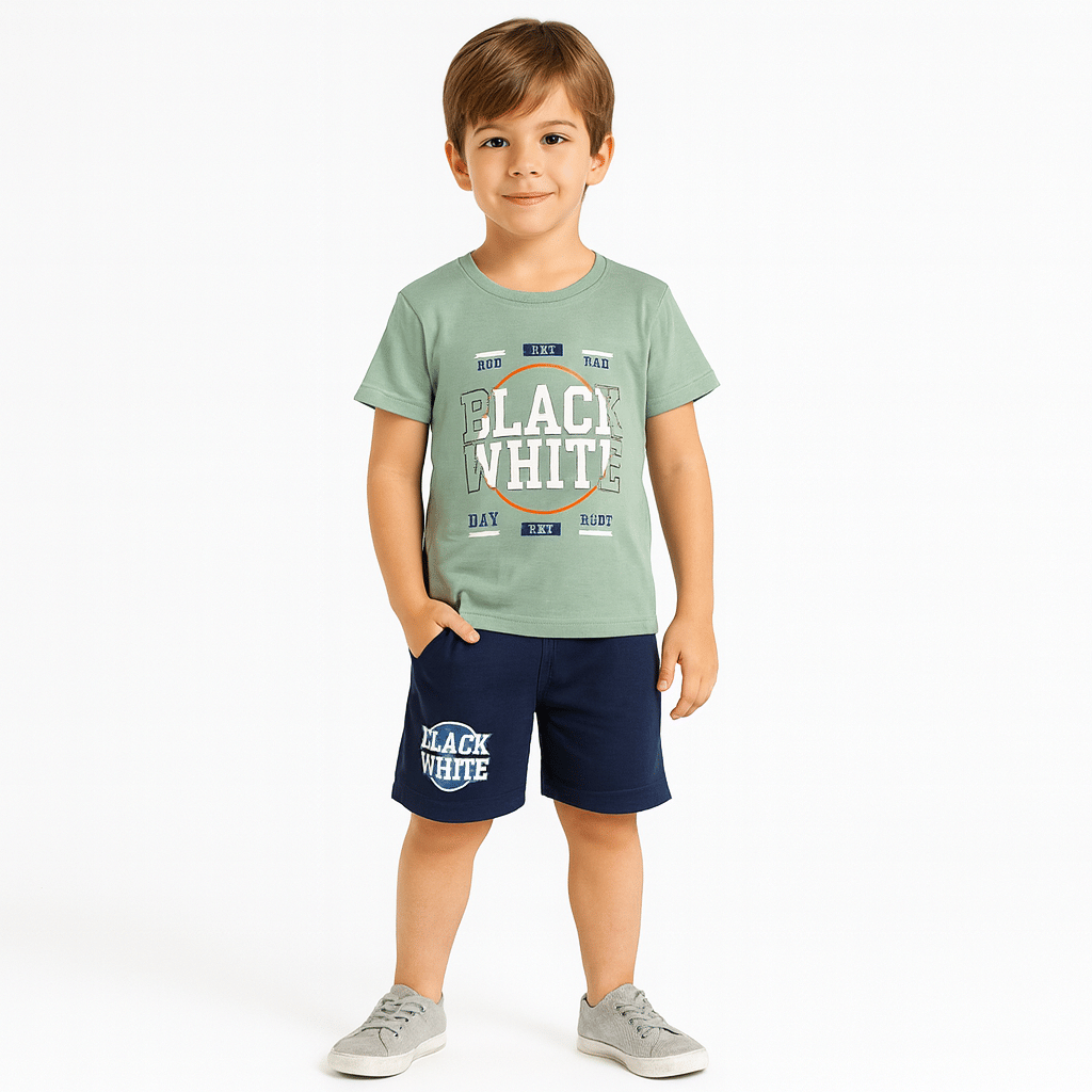     			Tring Pack of 1 Boys Cotton Blend T-Shirt & Shorts Set ( Green )