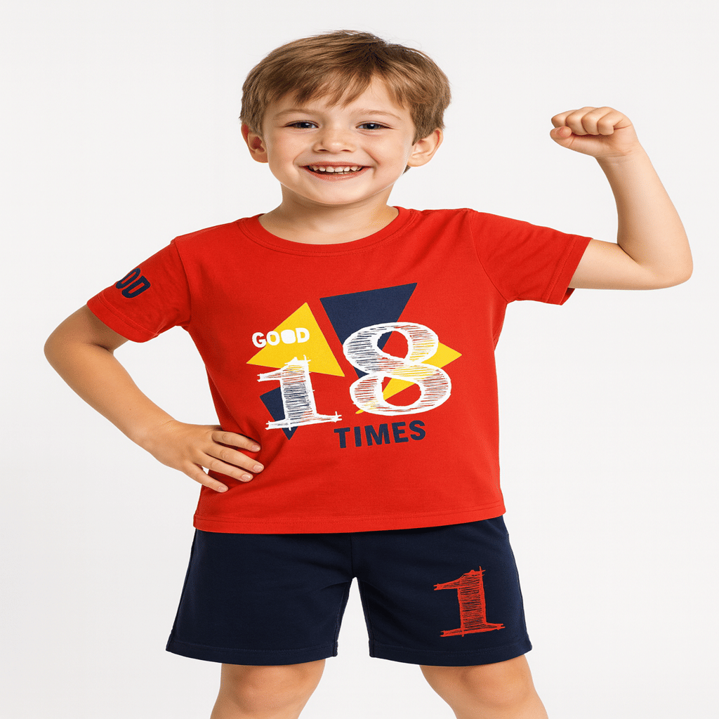     			Tring Pack of 1 Boys Cotton Blend T-Shirt & Shorts Set ( Red )