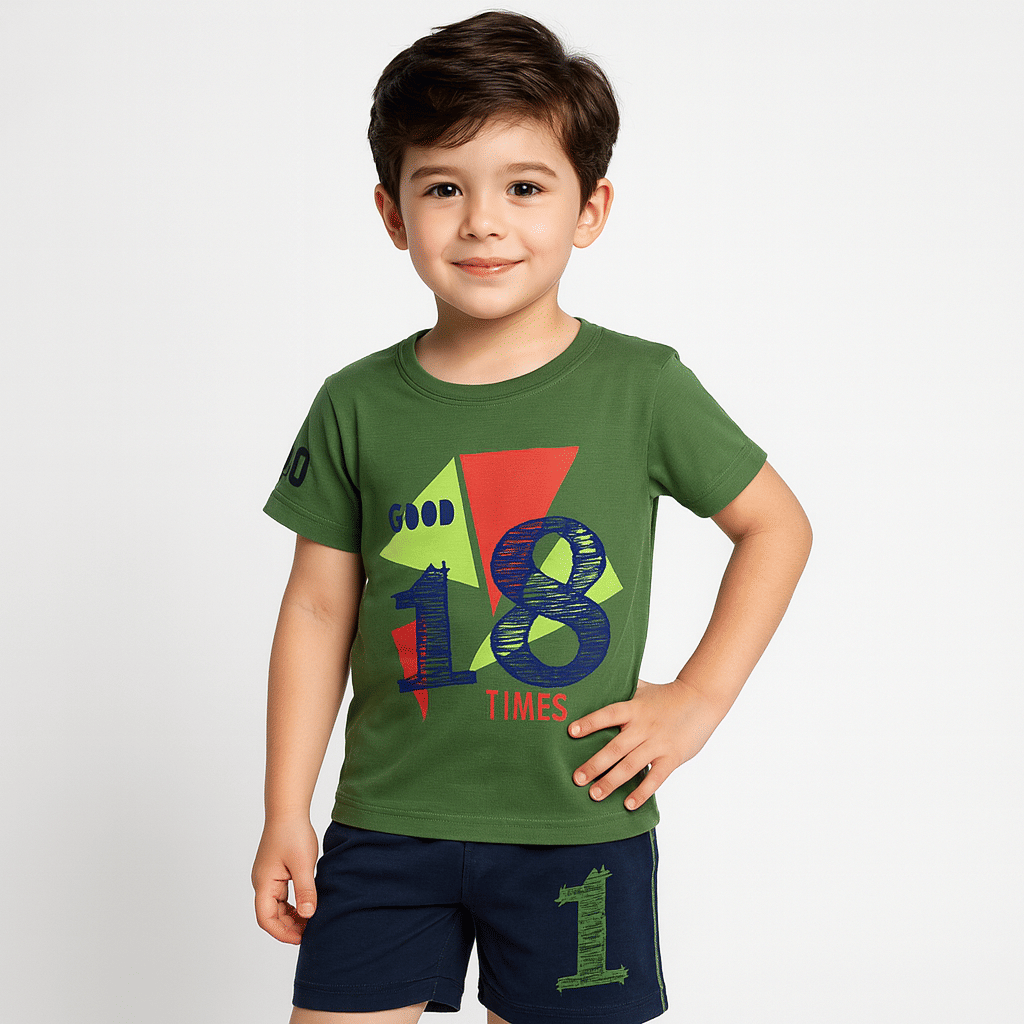 Tring Pack of 1 Boys Cotton Blend T-Shirt & Shorts Set ( Green ) Tring Pack of 1 Boys Cotton Blend T-Shirt & Shorts Set ( Green )