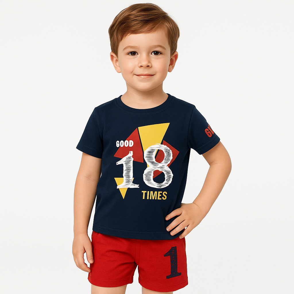 Tring Pack of 1 Boys Cotton Blend T-Shirt & Shorts Set ( Blue ) Tring Pack of 1 Boys Cotton Blend T-Shirt & Shorts Set ( Blue )