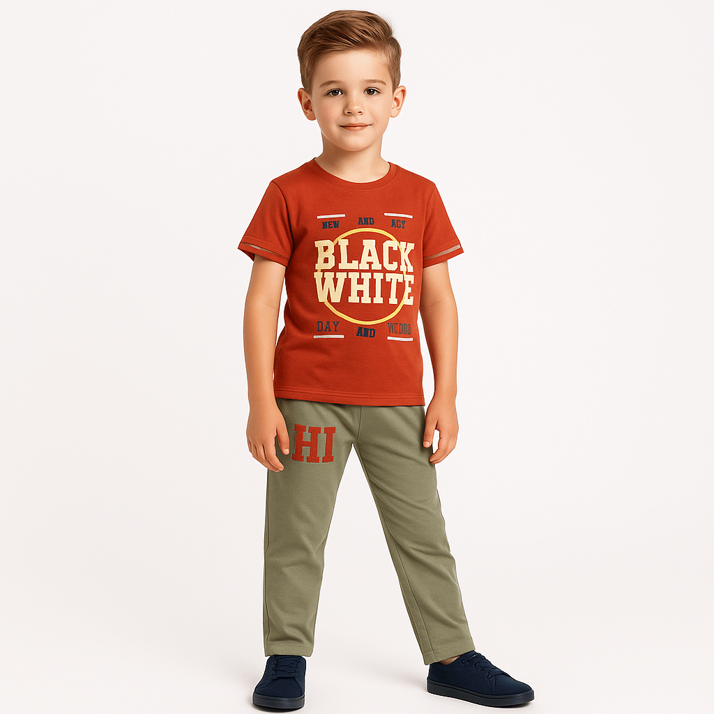     			Tring Pack of 1 Boys Cotton Blend T-Shirt & Trackpants Set ( Red )