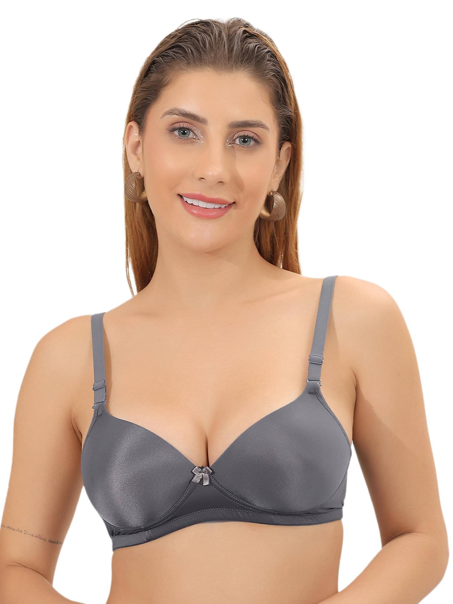 Women Vibes Lycra Lightly Padded T-Shirt Bra ( Grey , Pack of 1 ) Women Vibes Lycra Lightly Padded T-Shirt Bra ( Grey , Pack of 1 )