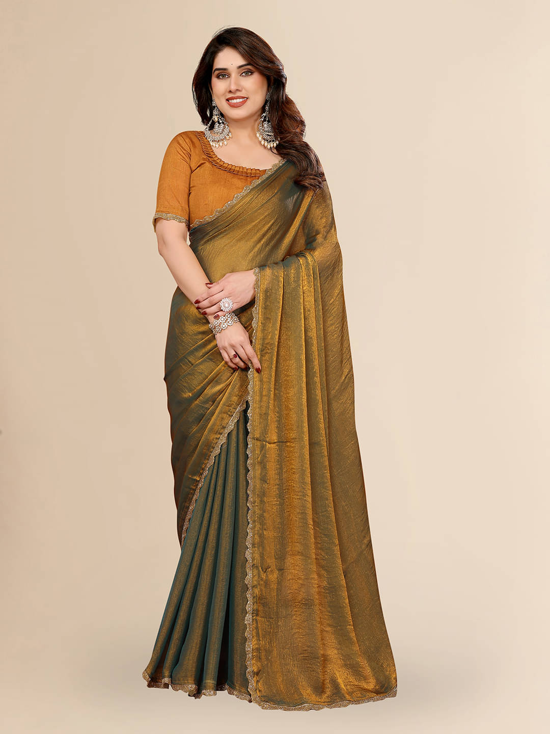 ANAND SAREES Silk Blend Solid Ilkal Saree With Unstitched Blouse Piece ( MUSTARD ) ANAND SAREES Silk Blend Solid Ilkal Saree With Unstitched Blouse Piece ( MUSTARD )