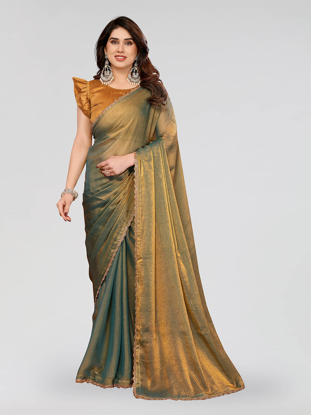 ANAND SAREES Silk Blend Solid Ilkal Saree With Unstitched Blouse Piece ( GREEN ) ANAND SAREES Silk Blend Solid Ilkal Saree With Unstitched Blouse Piece ( GREEN )